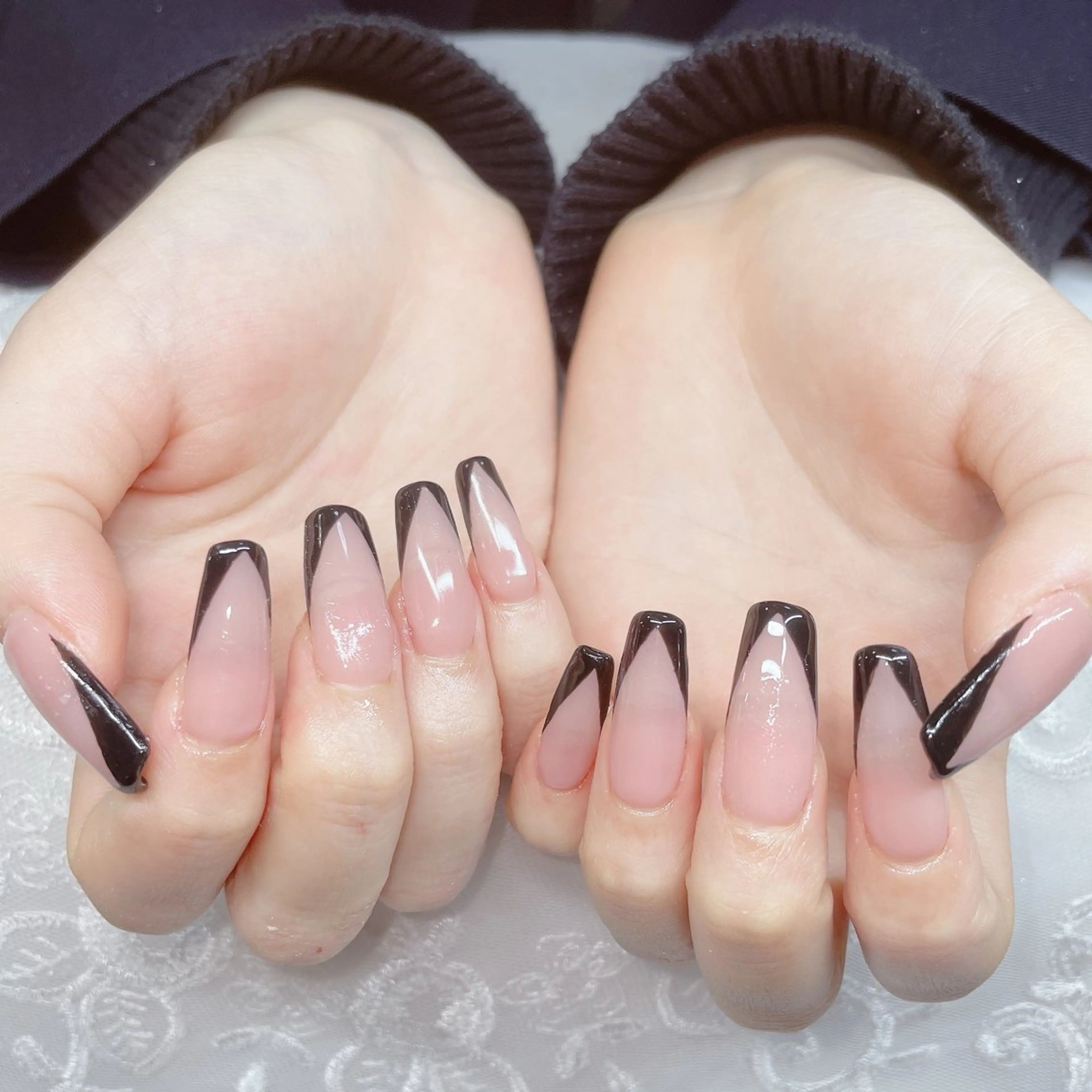 ネイル フレンチネイル ガラスフレンチ ハンドネイル misun_nail所属・misun_ nailのネイルデザイン