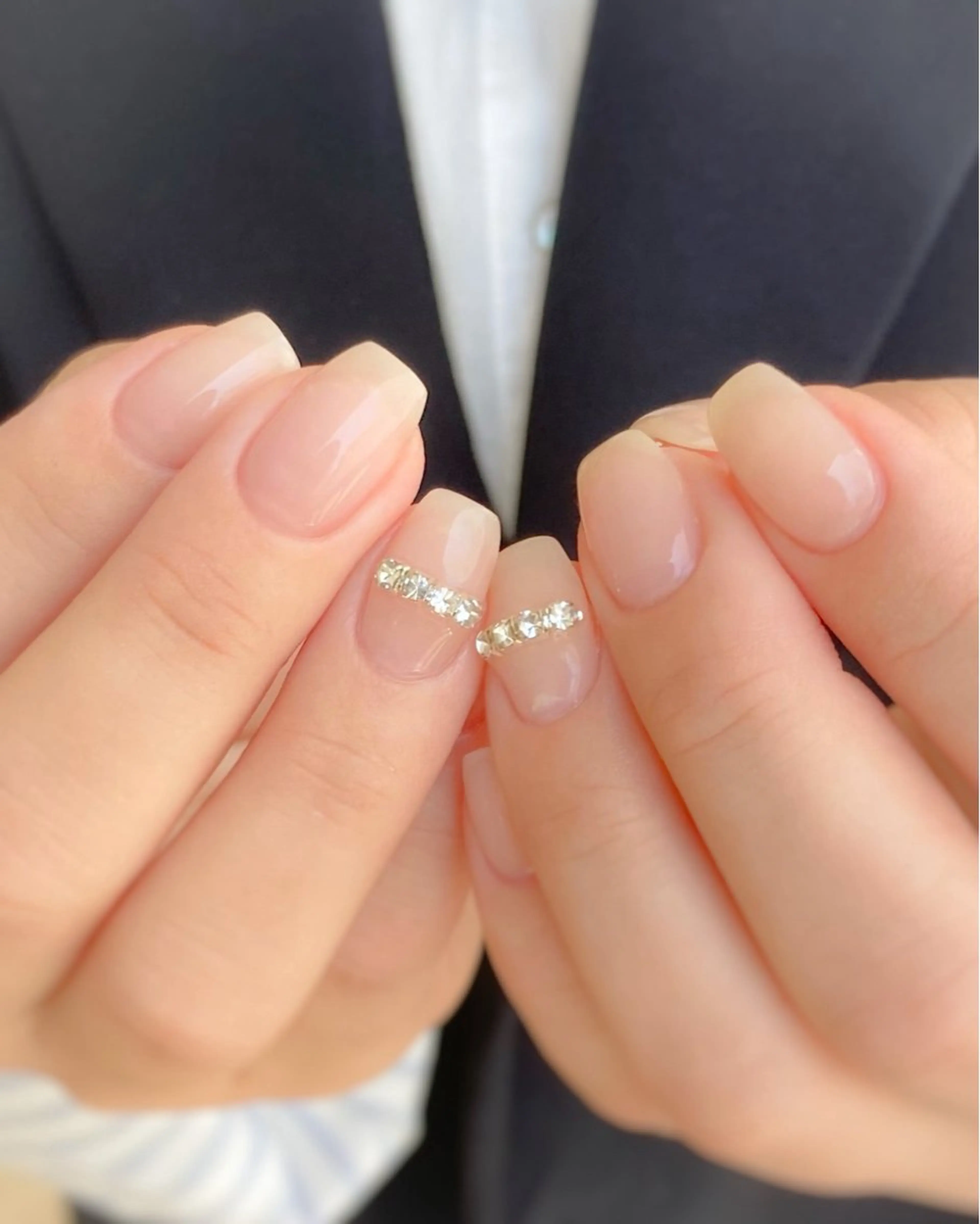 ネイル ワンカラーネイル ストーンネイル nail salon neige所属・ジェムネイル Risa.のネイルデザイン