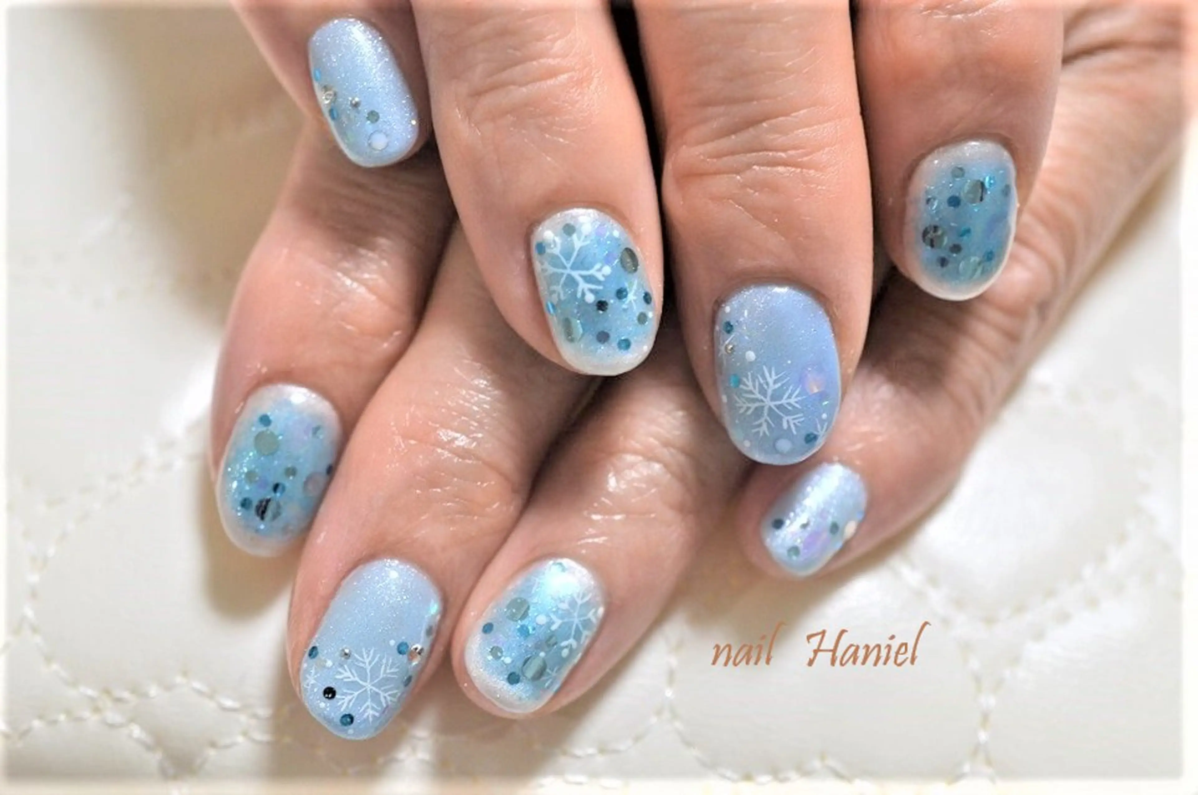 ネイル アートネイル ジェルネイル オフィスネイル パラジェル 冬ネイル ハンドネイル nail Haniel所属・半蔵門サロンハニエル 魅神 ちよのネイルデザイン