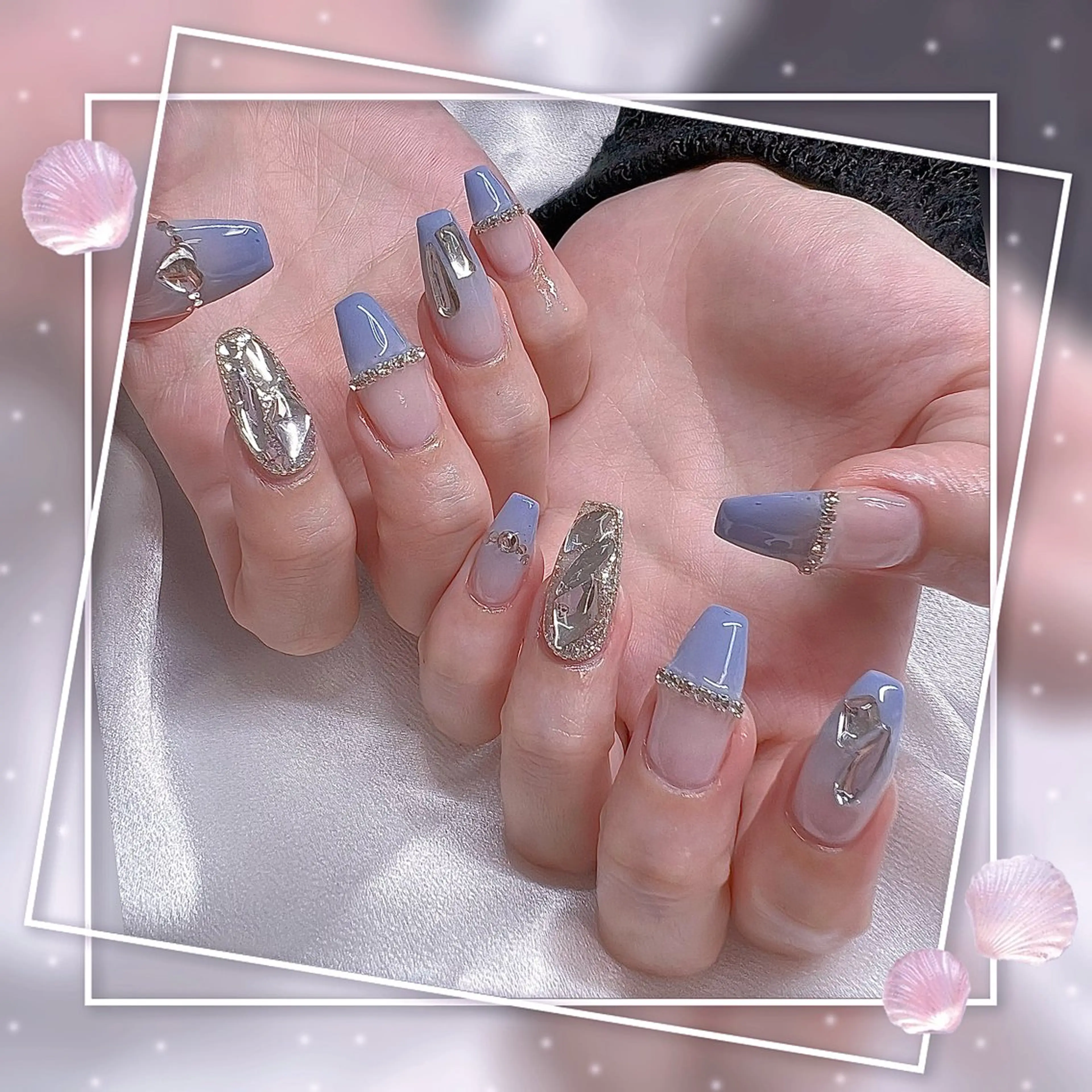 ネイル フレンチネイル グラデーション キラキラネイル 韓国ネイル マグネットネイル ハンドネイル ハンドケア Chill Nailsalonのネイルデザイン