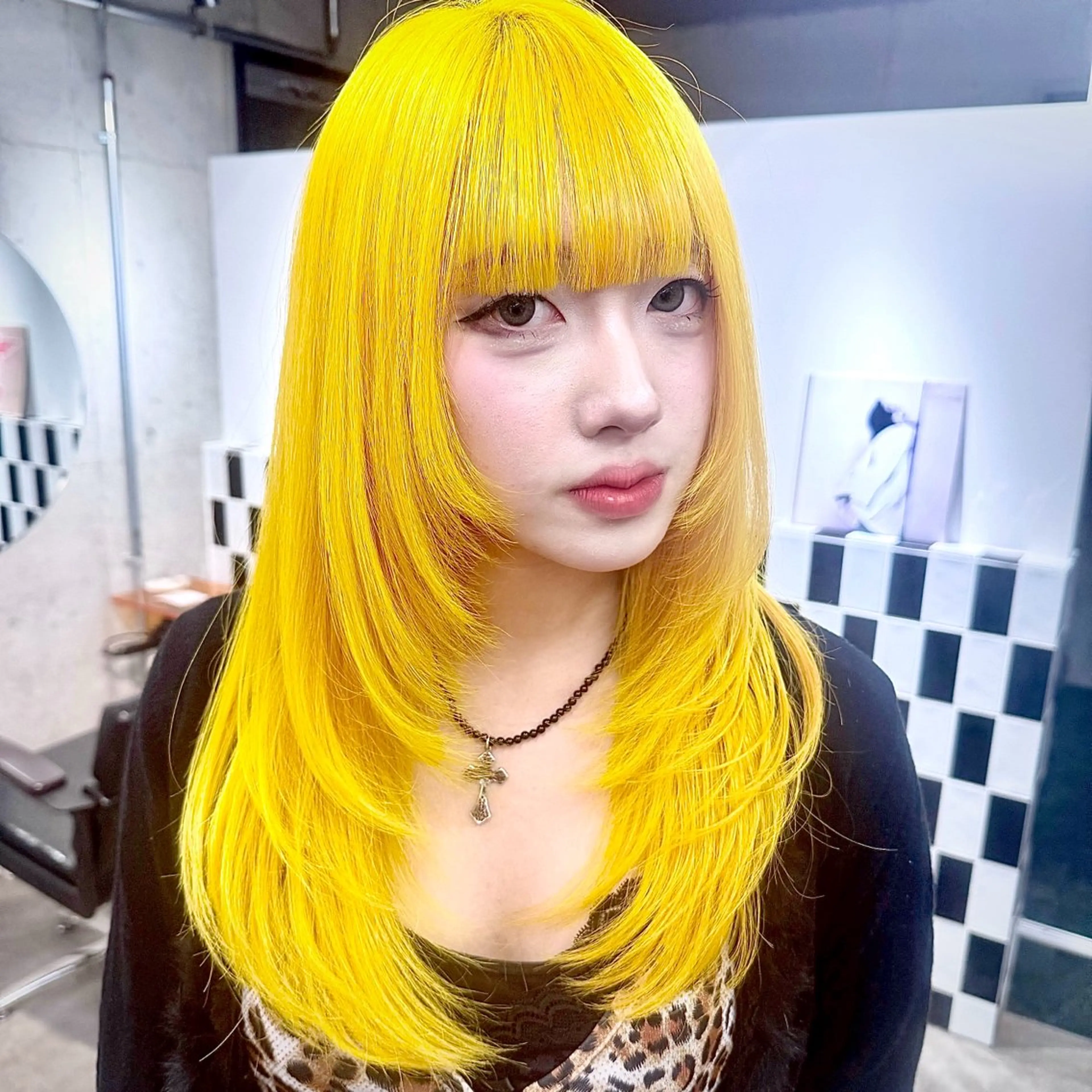 ロング カラー パーマ ヘアアレンジ メンズ キッズ メンズブリーチ ブリーチ イエローカラー レイヤーカット カット ヘアカラー トリートメント ハイトーン/ピンク 💗モモ໒꒱のヘアスタイル