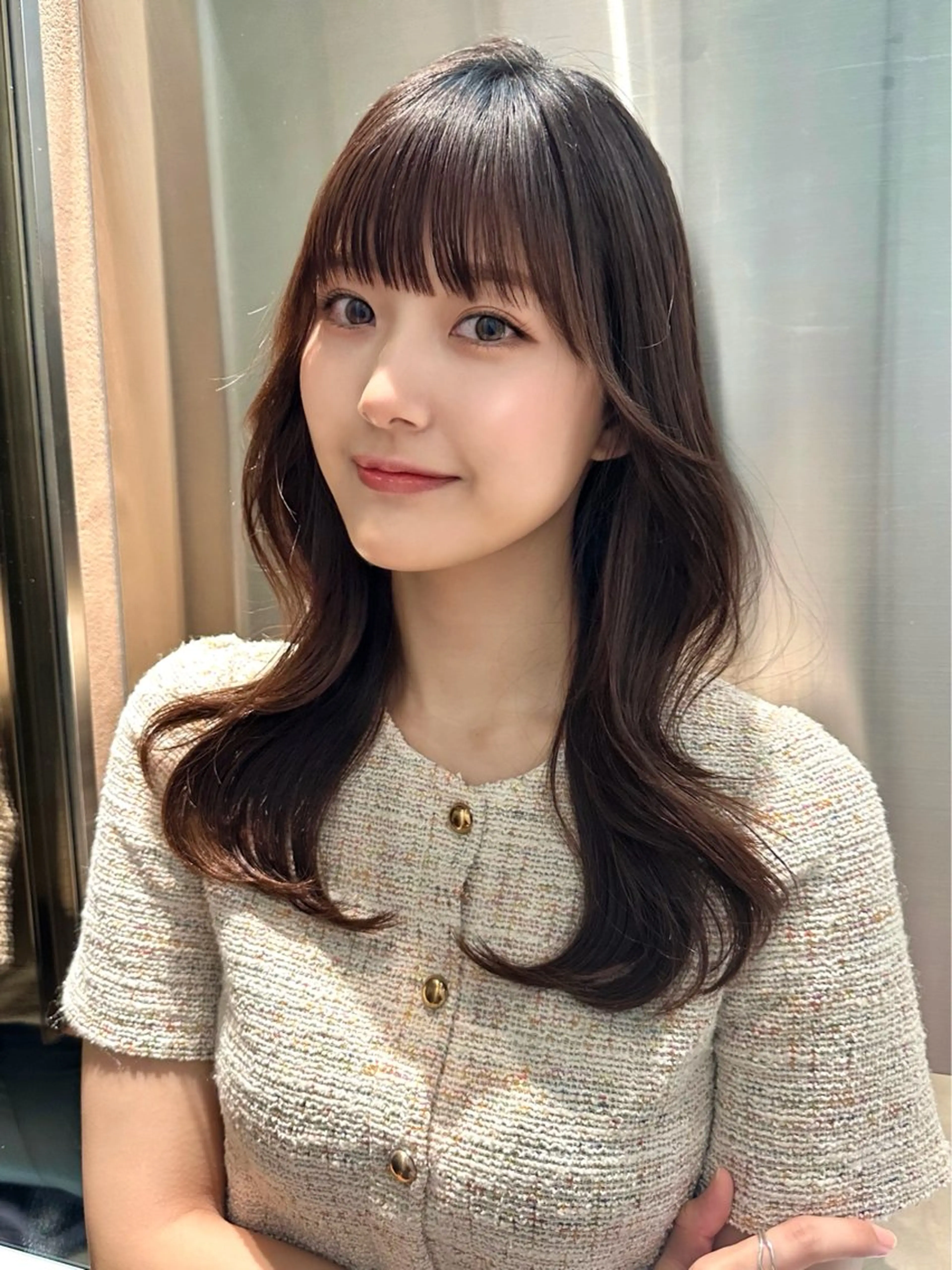 ミディアム カット 縮毛矯正 トリートメント ブリーチなし髪質改善 🎀はのん 韓国ヘアのヘアスタイル