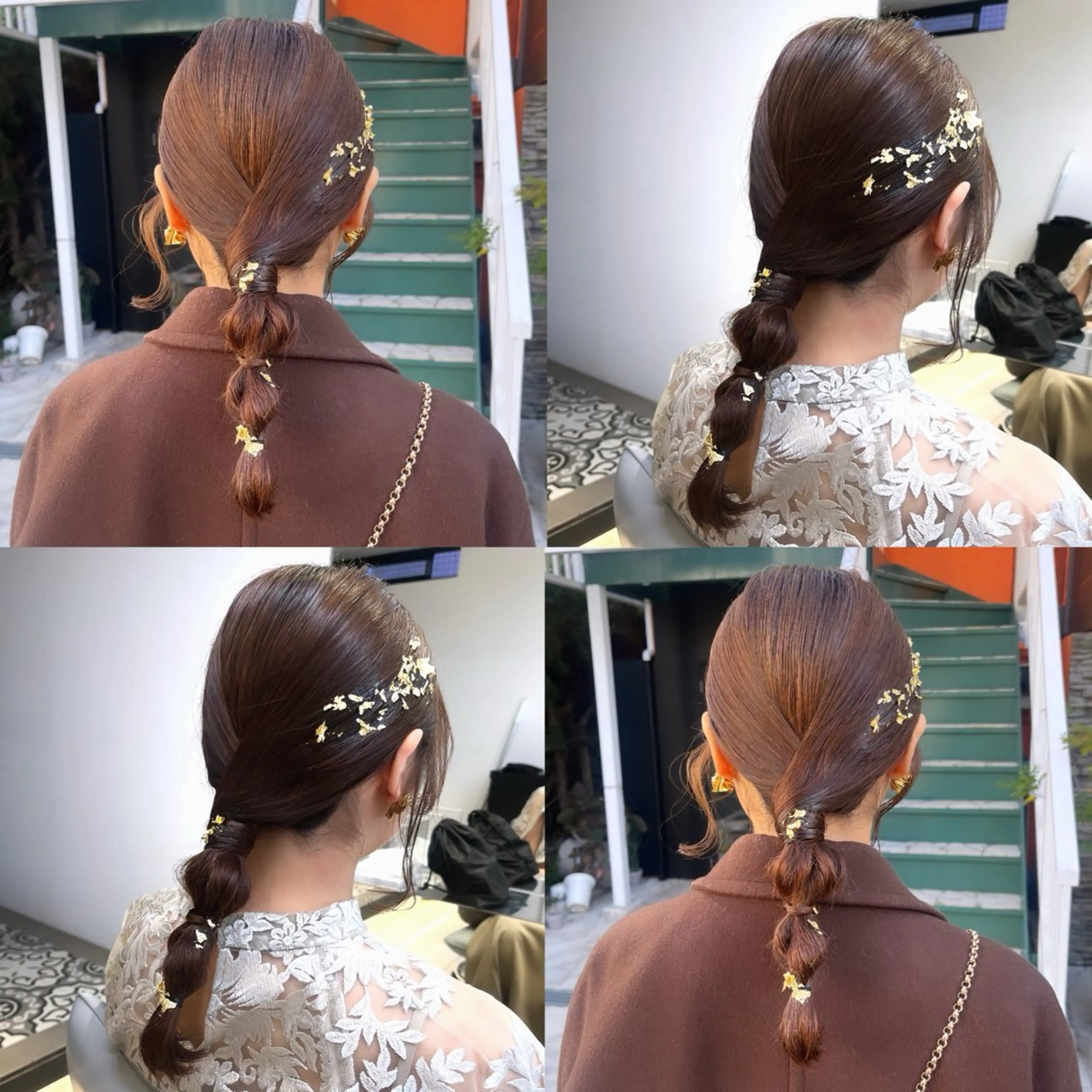 セミロング ヘアアレンジ ポニーテール 結婚式・ブライダル 玉ねぎヘアー ヘアセット カジュアルを女っぽく 𝗮𝘆𝗮𝗰𝗼のヘアスタイル