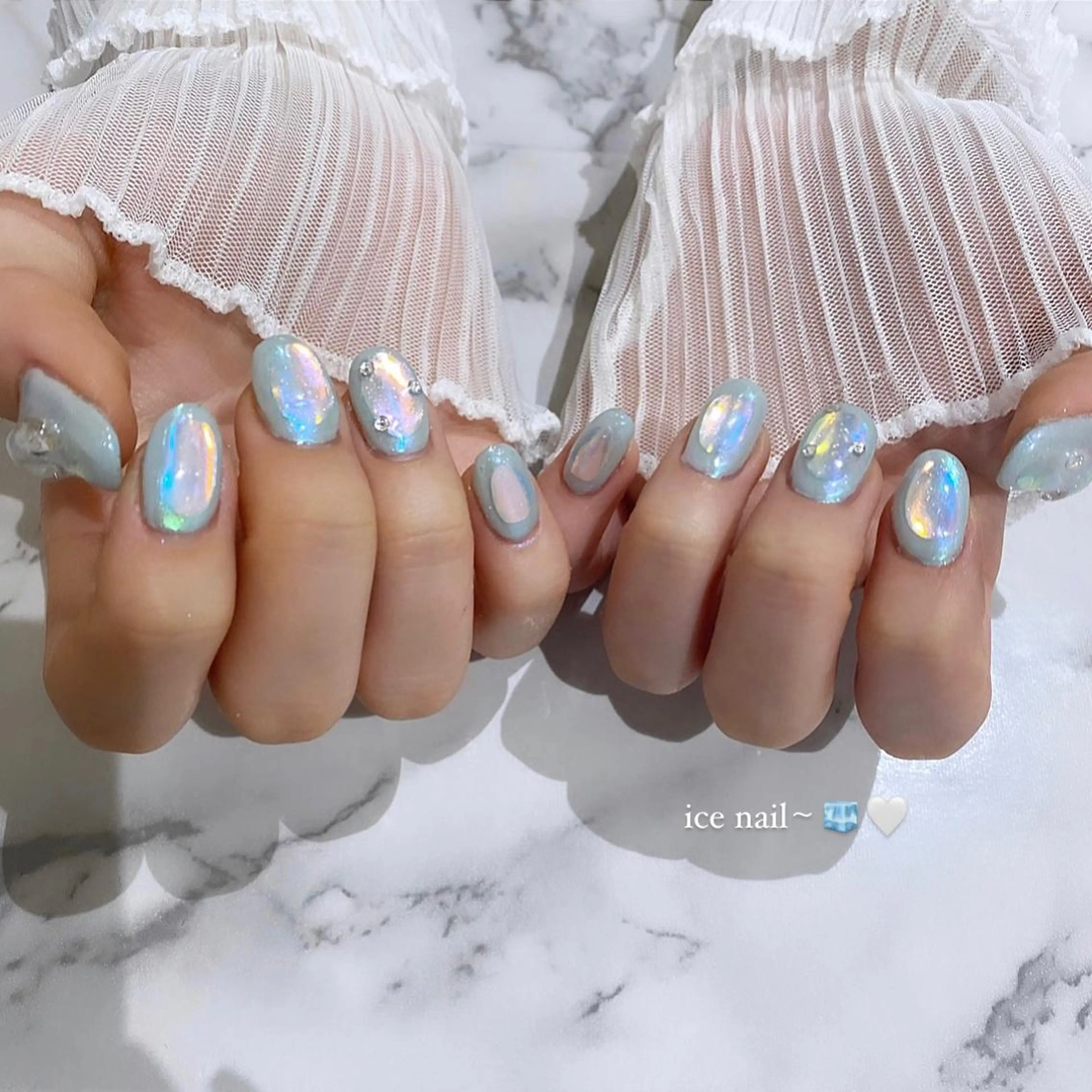 ネイル アートネイル 氷ネイル・うるうるネイル PLATINUM   DOLL【プラチナムドール】所属・ひろこ eyelist🎀のマツエク・マツパデザイン