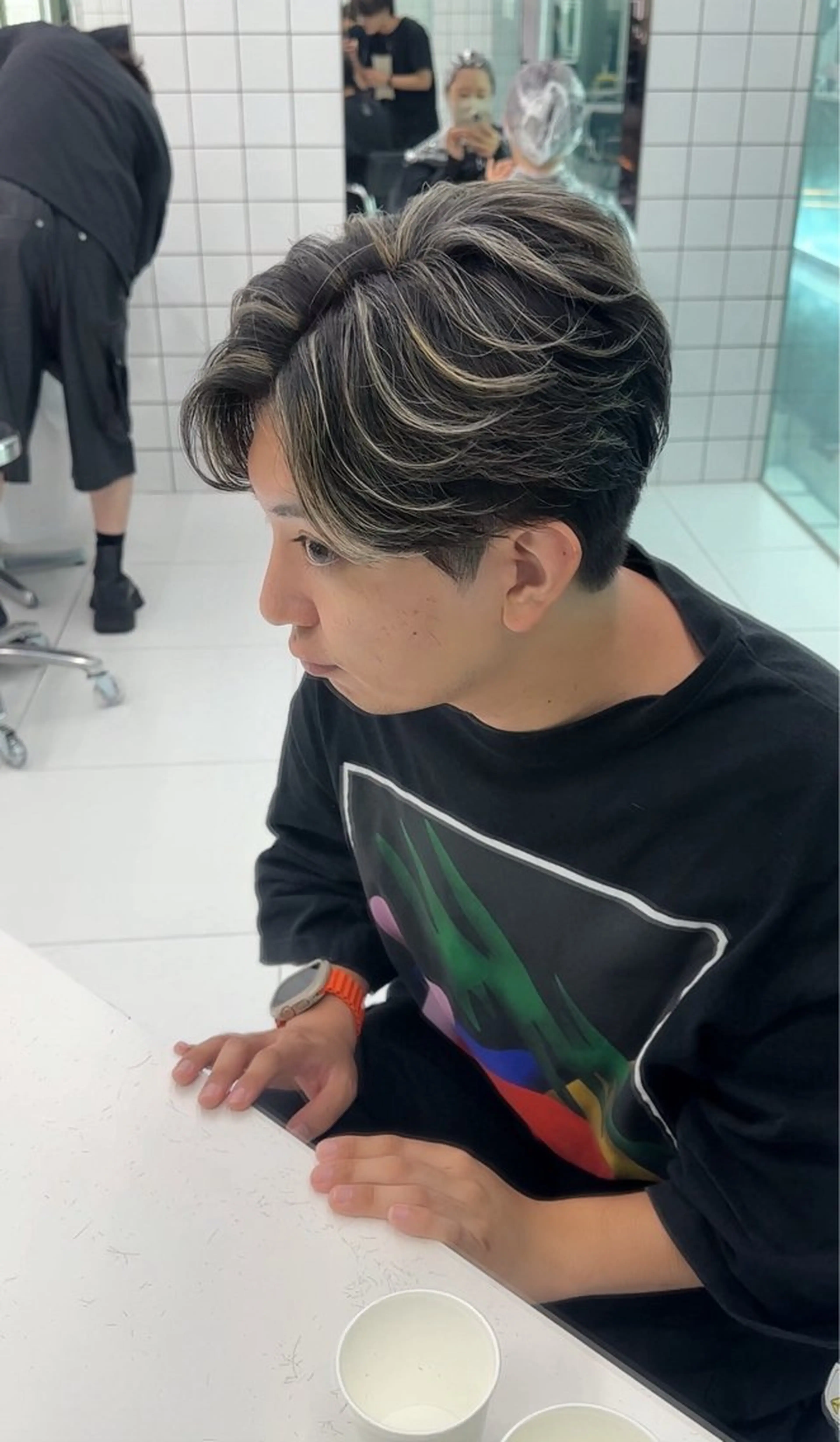 メンズ メンズハイライト メンズメッシュ カット ヘアカラー 白髪ぼかしメッシュ/ 大人メッシュ/ゆうとのヘアスタイル