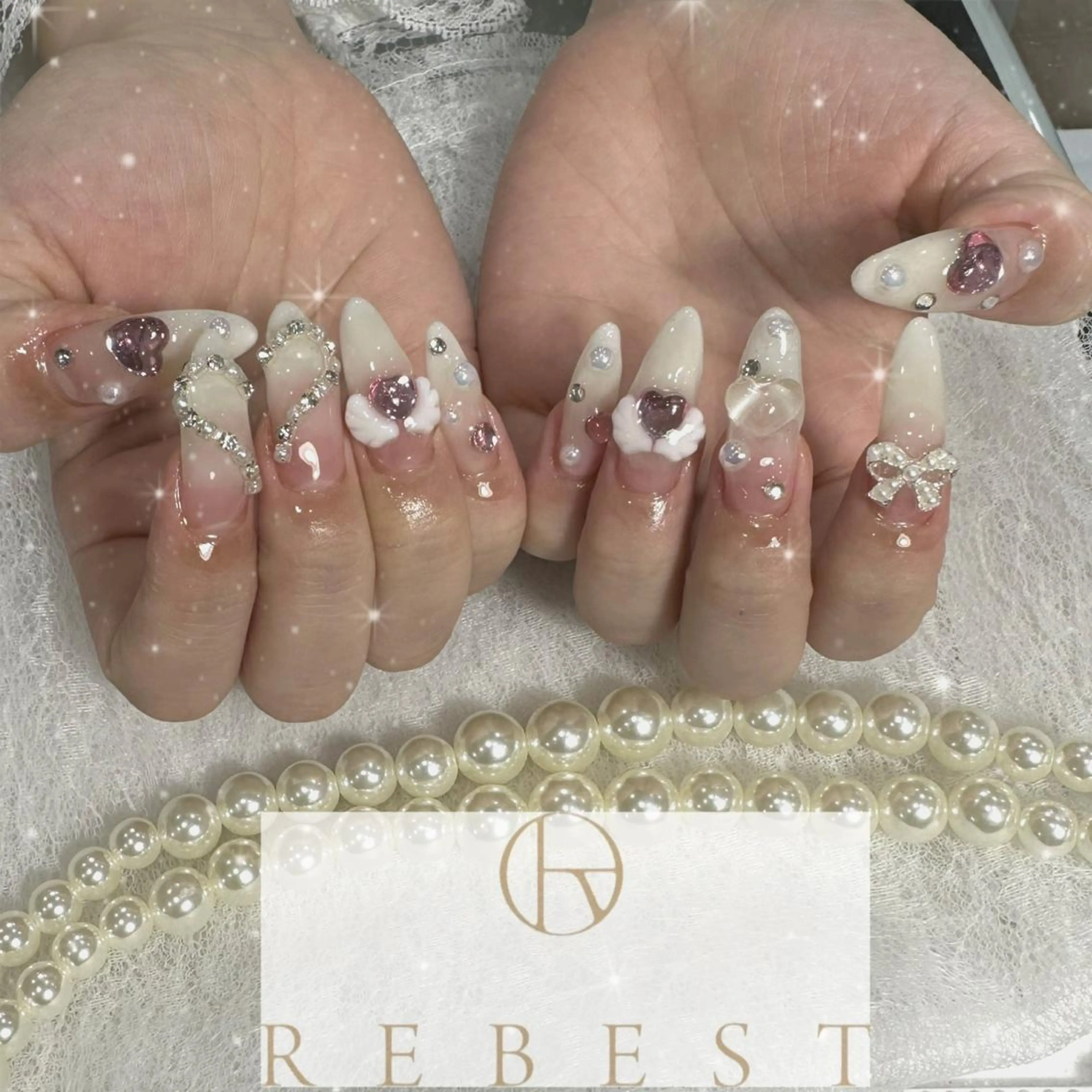 ネイル ハンドネイル ❤️💛🩵京橋 痛ネイル⭐️3Dのネイルデザイン