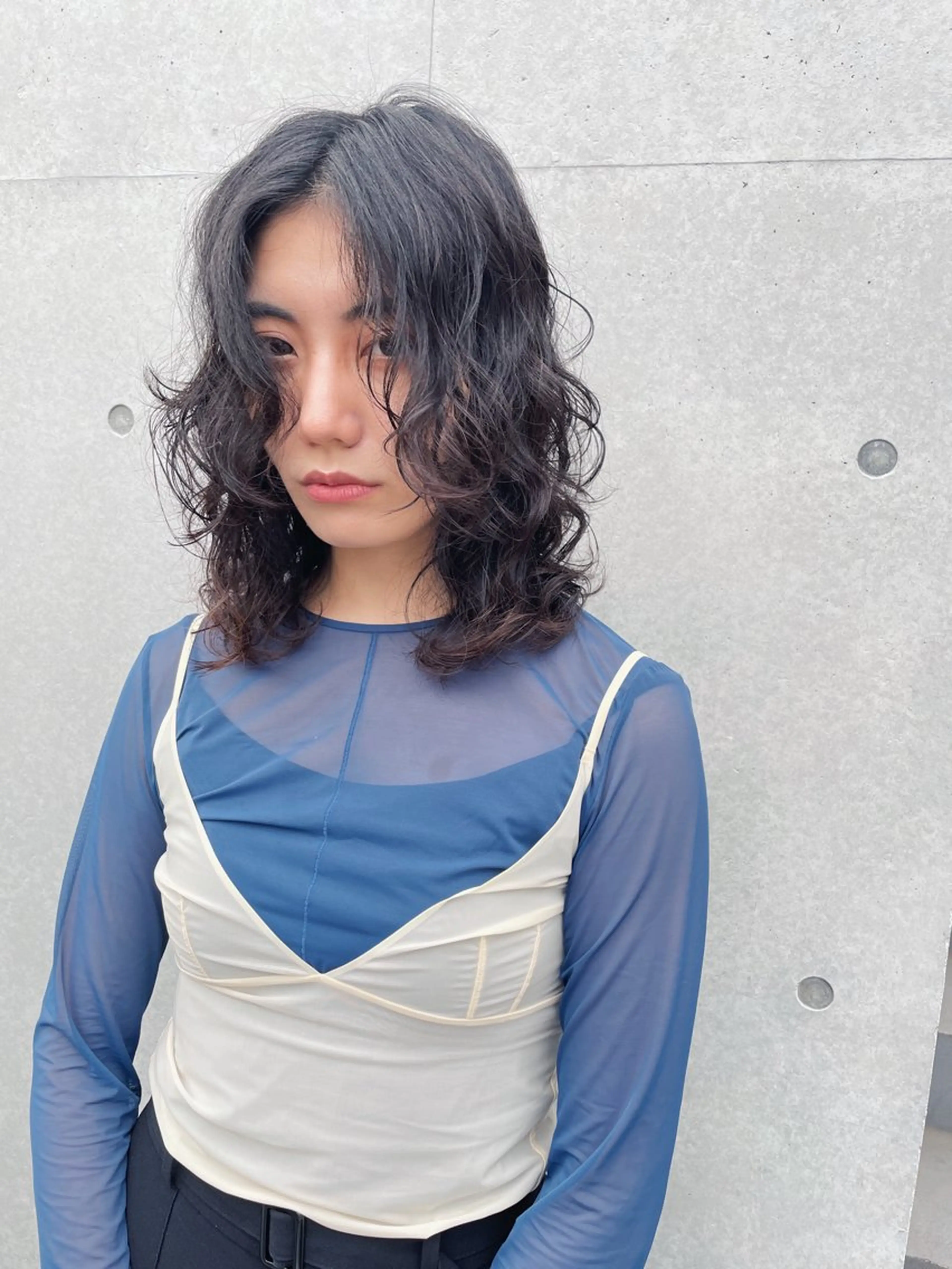 ミディアム パーマ カット パーマ トリートメント センスをお届けします 大谷将生INFPのヘアスタイル