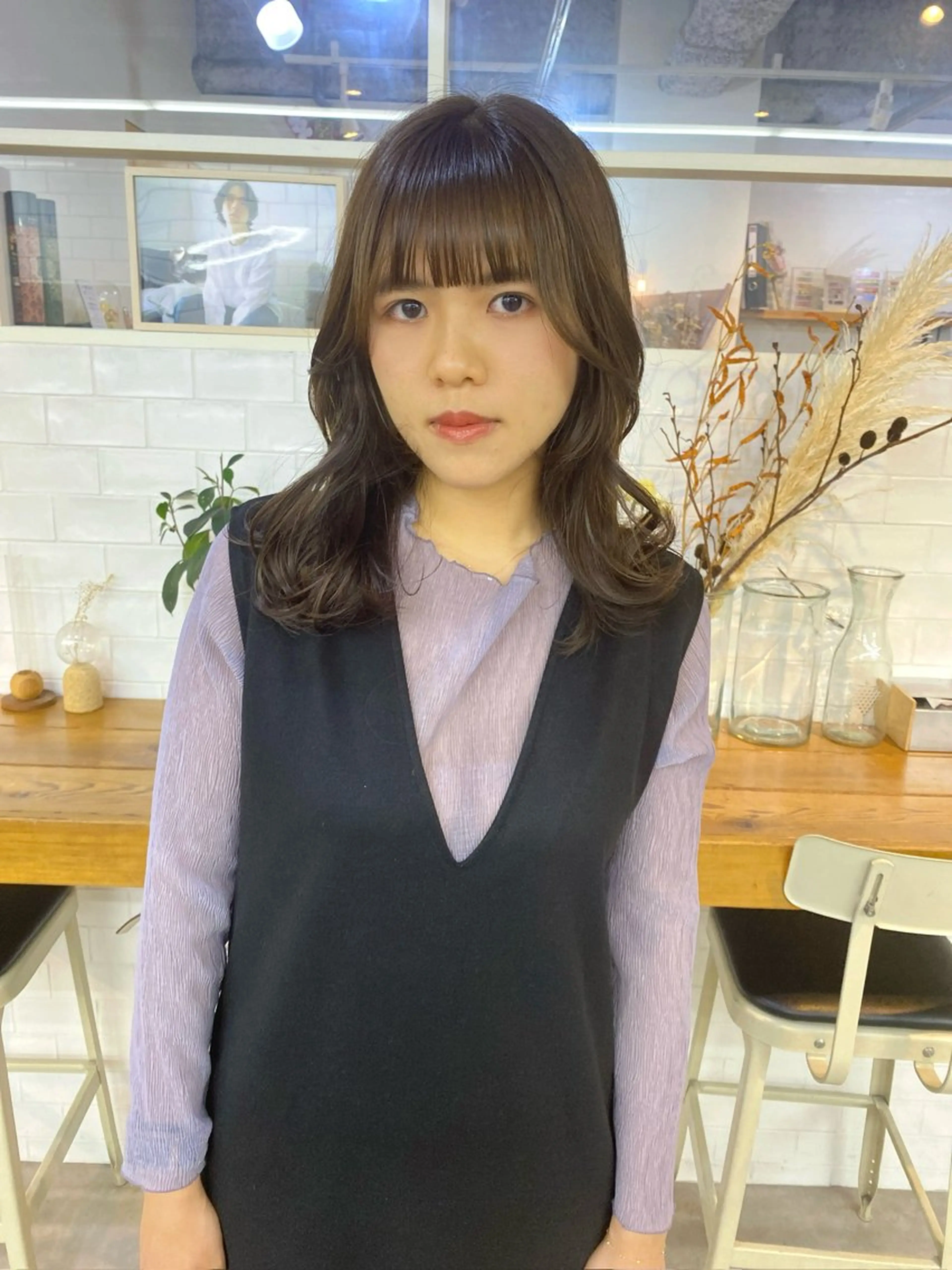カラー ベージュカラー オリーブベージュ カット ヘアカラー オリーブカラー🫒 透明感カラーMAOのヘアスタイル
