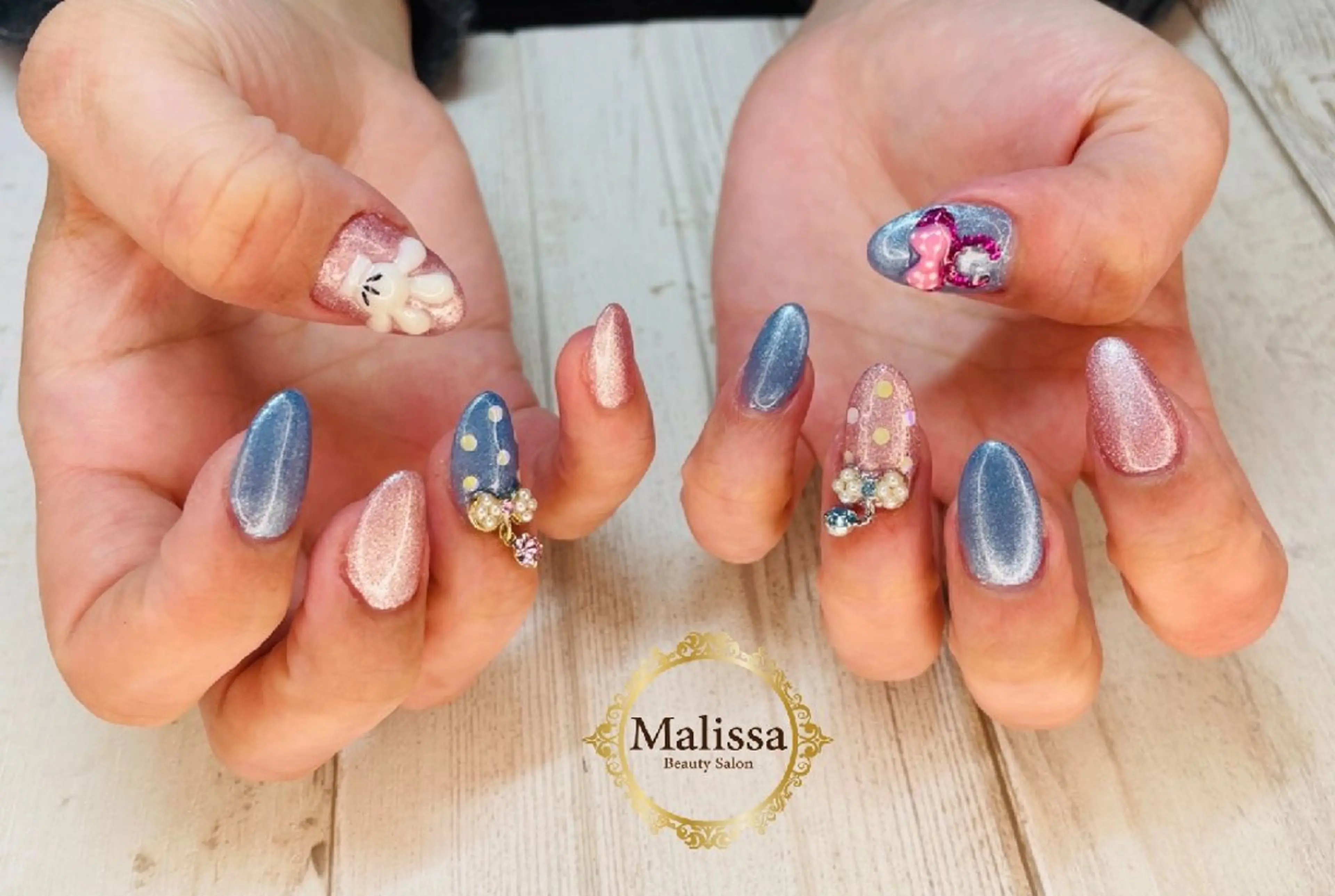 ネイル ぷっくりネイル リボン ハンドネイル Beauty Salon Malissa所属・Malissa　 スカルプ&深爪歓迎◎のネイルデザイン