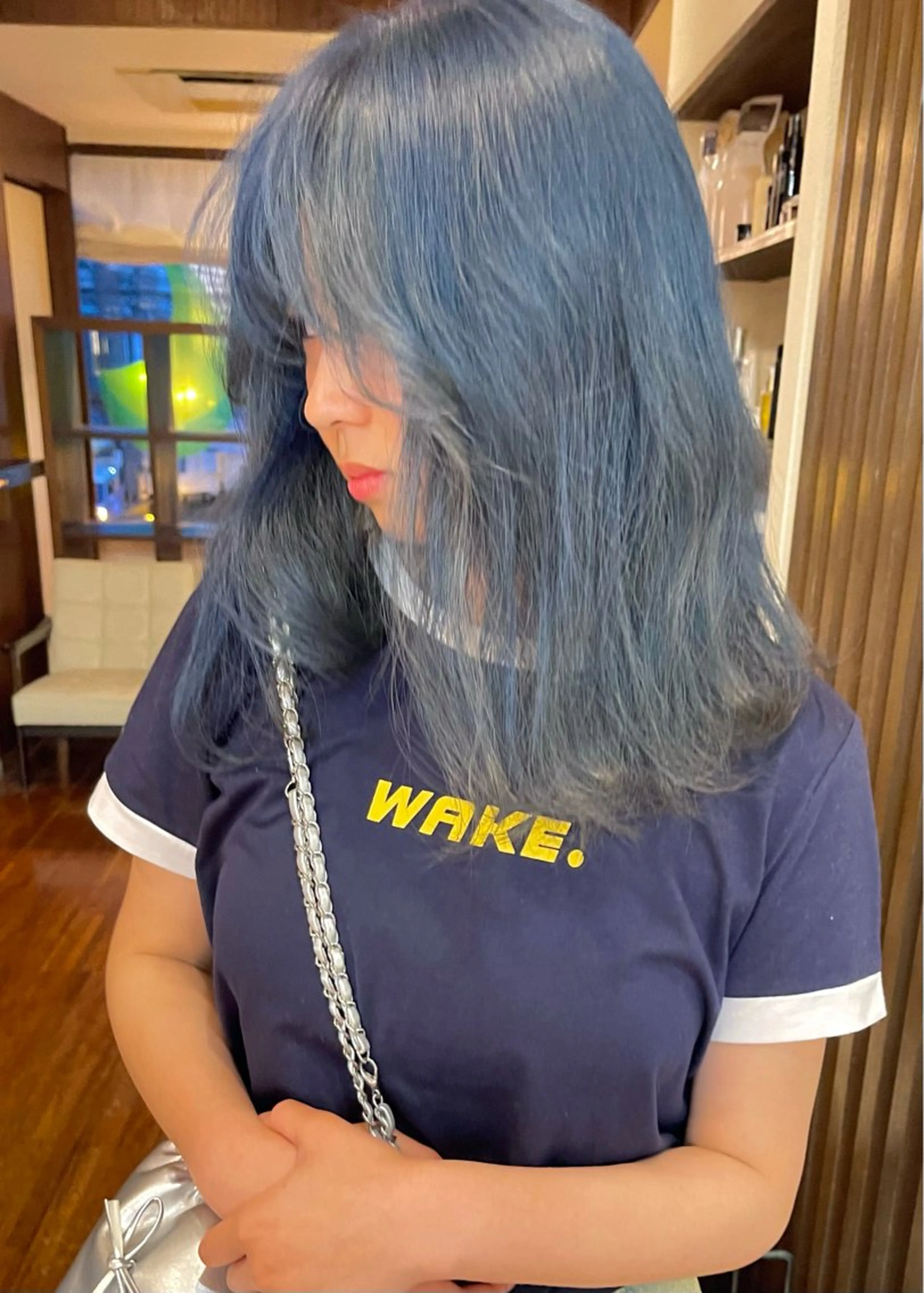 ミディアム カラー ブルーカラー カット ヘアカラー トリートメント 髪質改善ｶﾗｰ ｹｱﾌﾞﾘｰﾁ/ﾀﾑのヘアスタイル