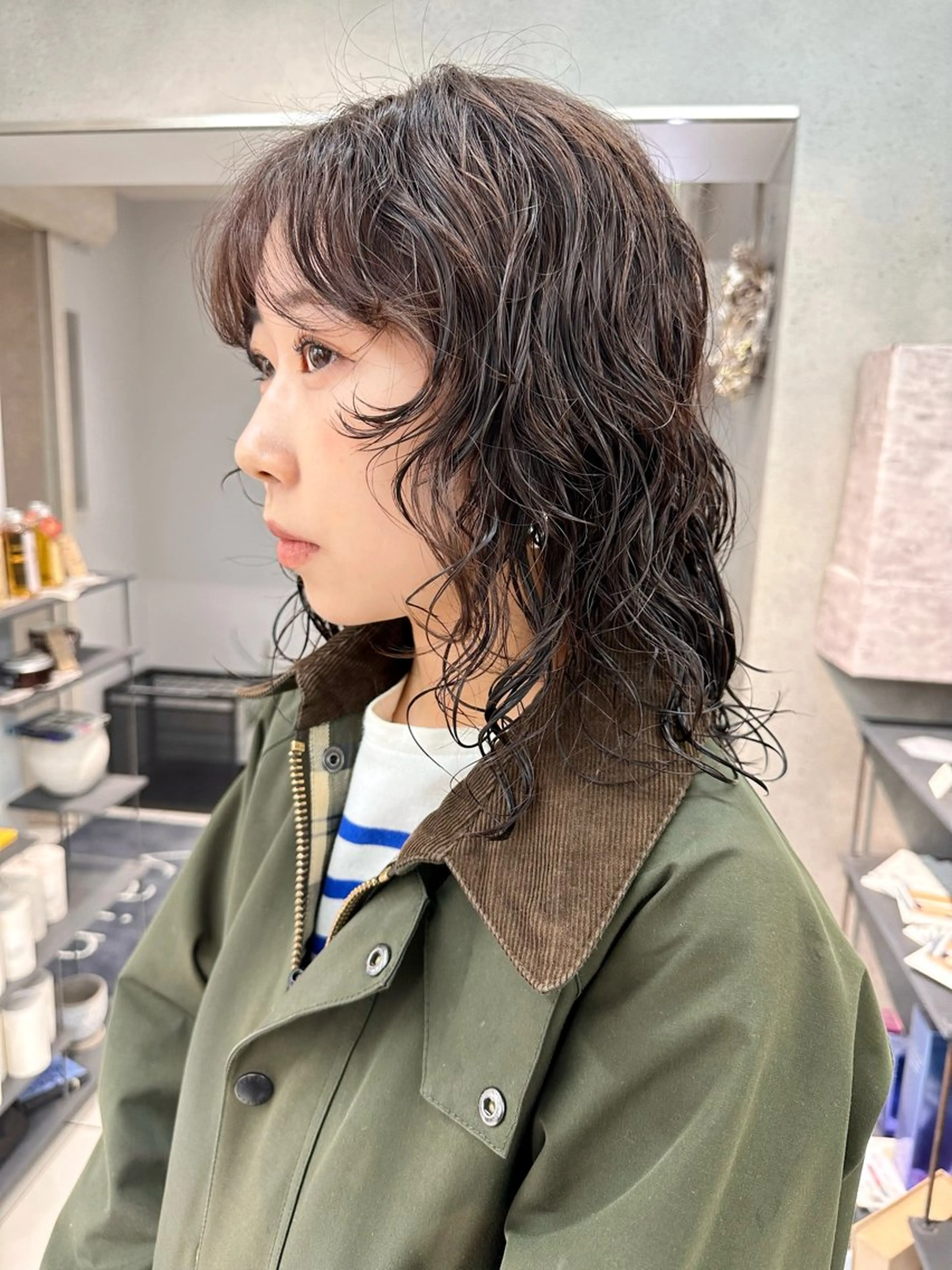 ミディアム カラー パーマ vain所属・パーマウルフショート 濱田匠のヘアスタイル