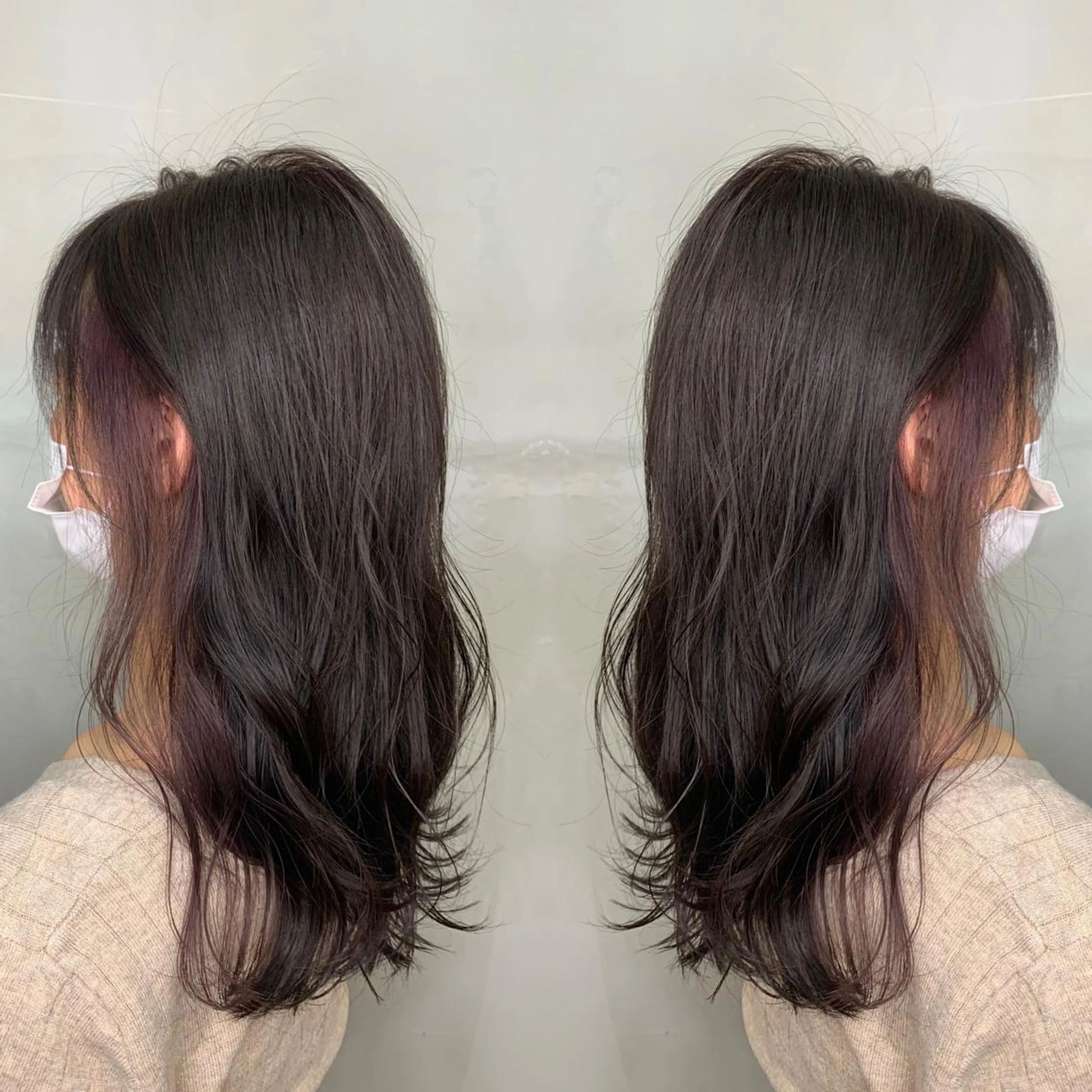 セミロング カラー アッシュ バレイヤージュ ベージュカラー ブロンド ブルーカラー カット ヘアカラー Nishida Ryomaのヘアスタイル