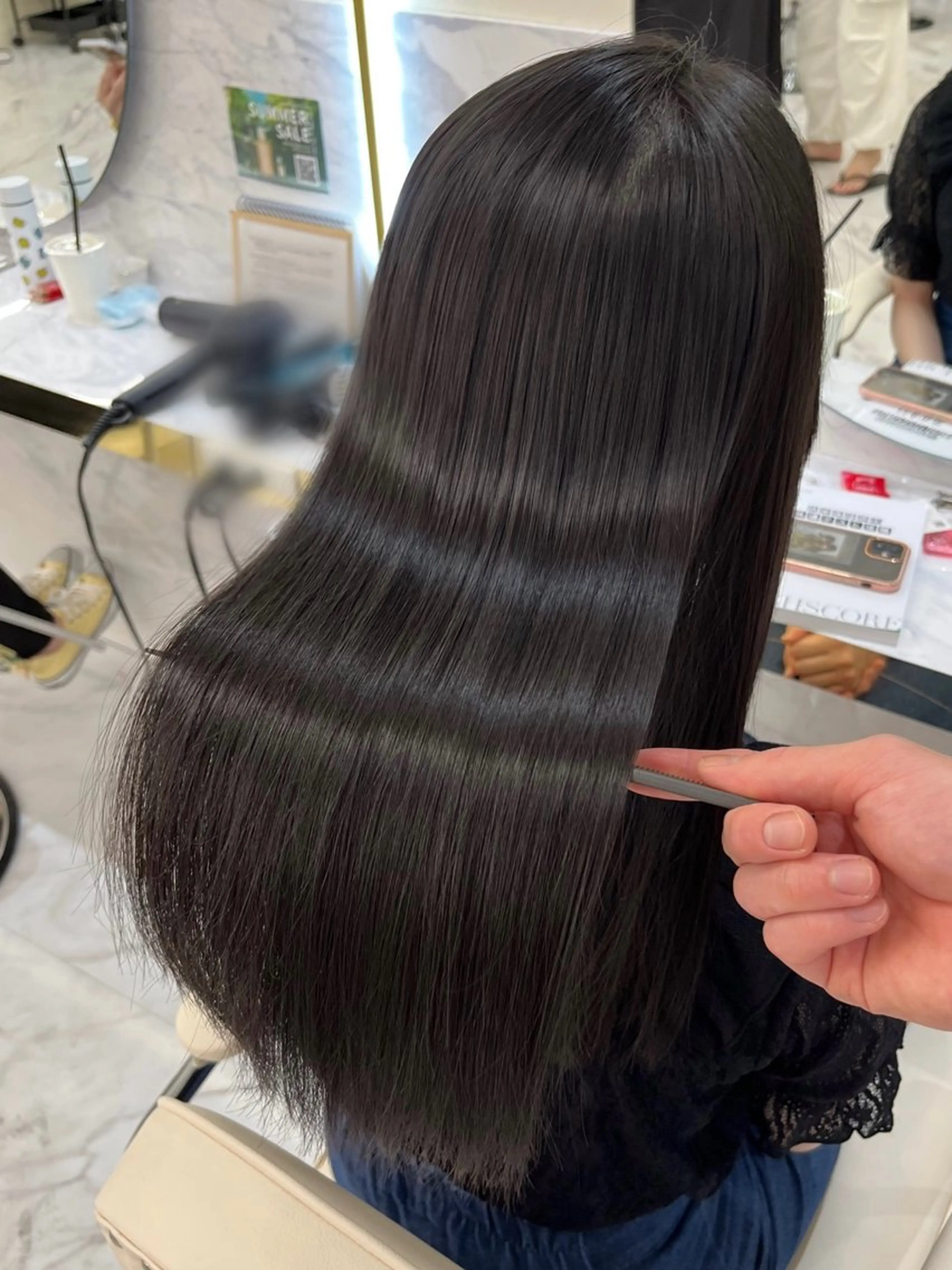 ロング カット ヘアカラー 縮毛矯正 トリートメント 韓国風🫧髪質改善 村上　蒼生のヘアスタイル