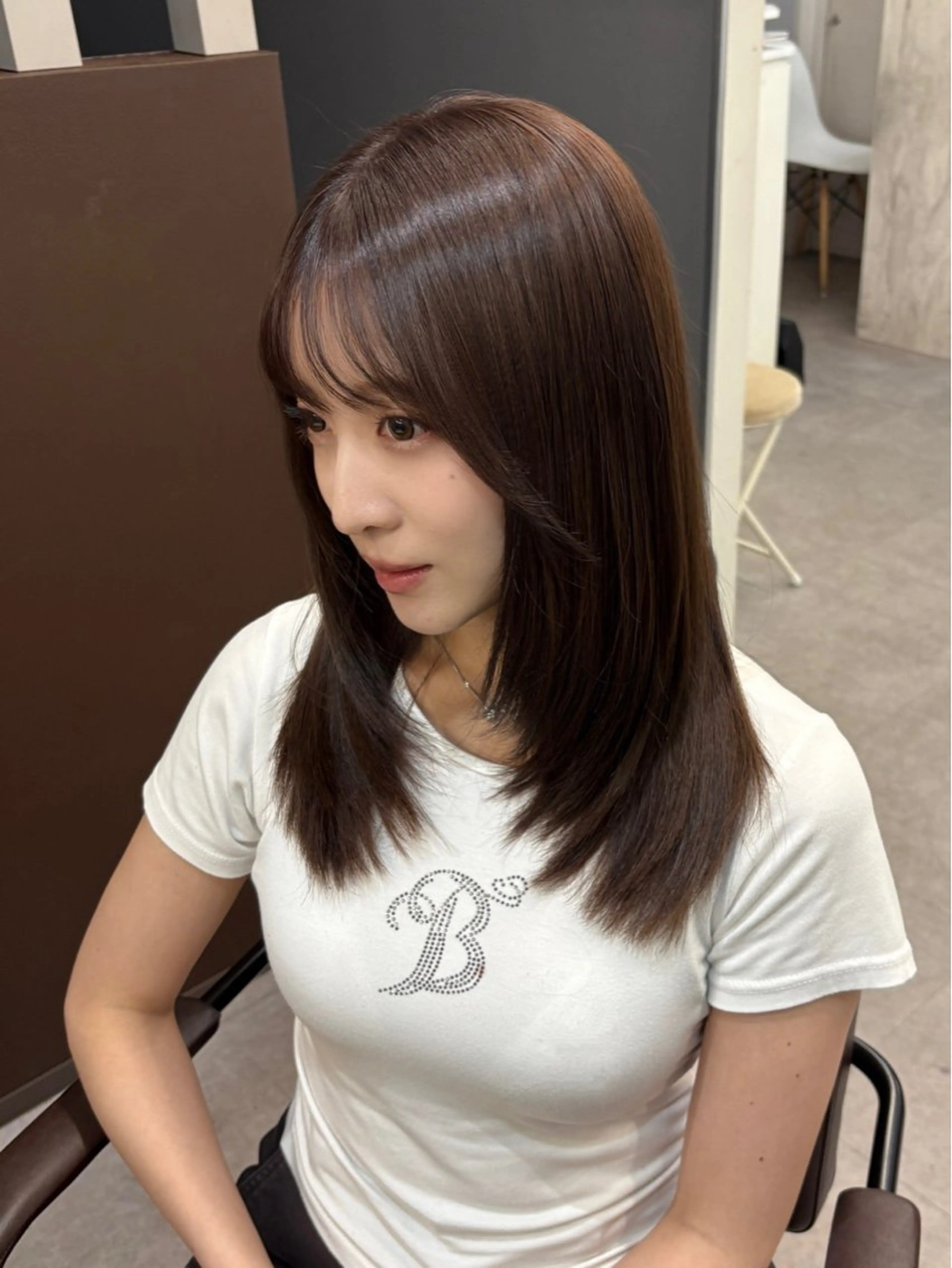 セミロング カラー 韓国×髪質改善カラー 💎hinaのヘアスタイル