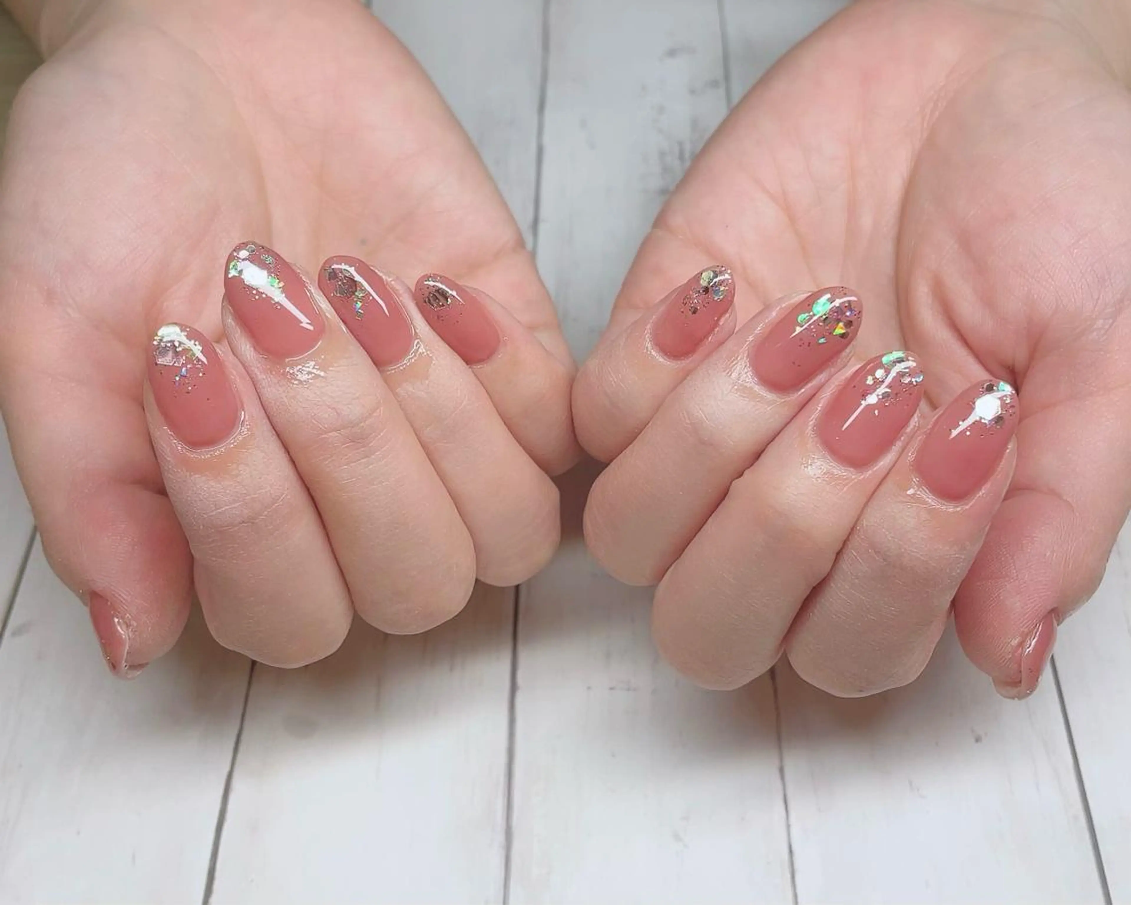 ショート ネイル ラメ(グリッター) オフィスネイル ワンカラーネイル ハンドネイル NailbyN所属・Nail_by N1のネイルデザイン