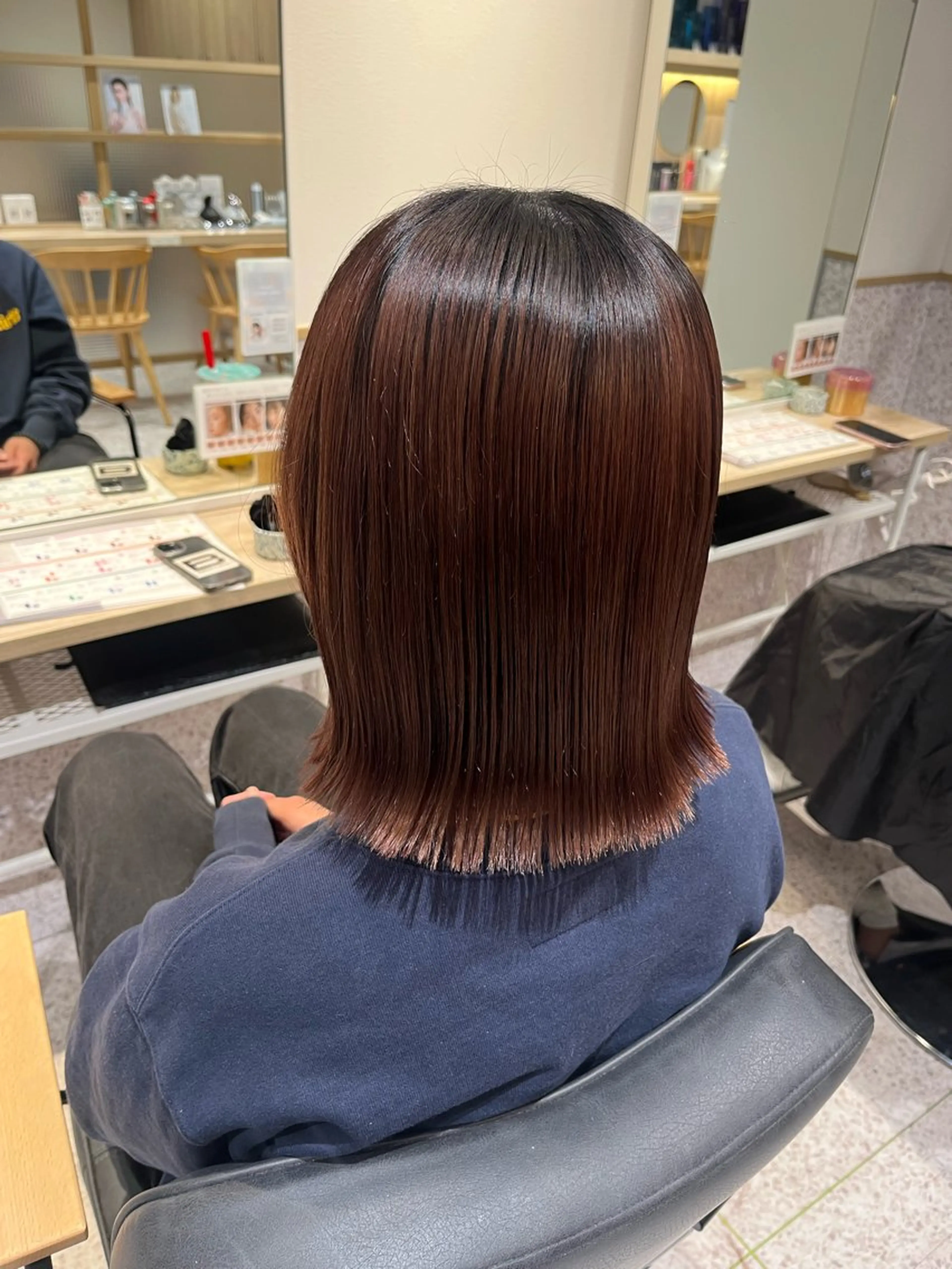 ミディアム 切りっぱなしボブ ワンレンボブ ボブ 顔周りカット 髪質改善 カット 髪質改善&艶カラー/ ほんだあみ (♡)のヘアスタイル
