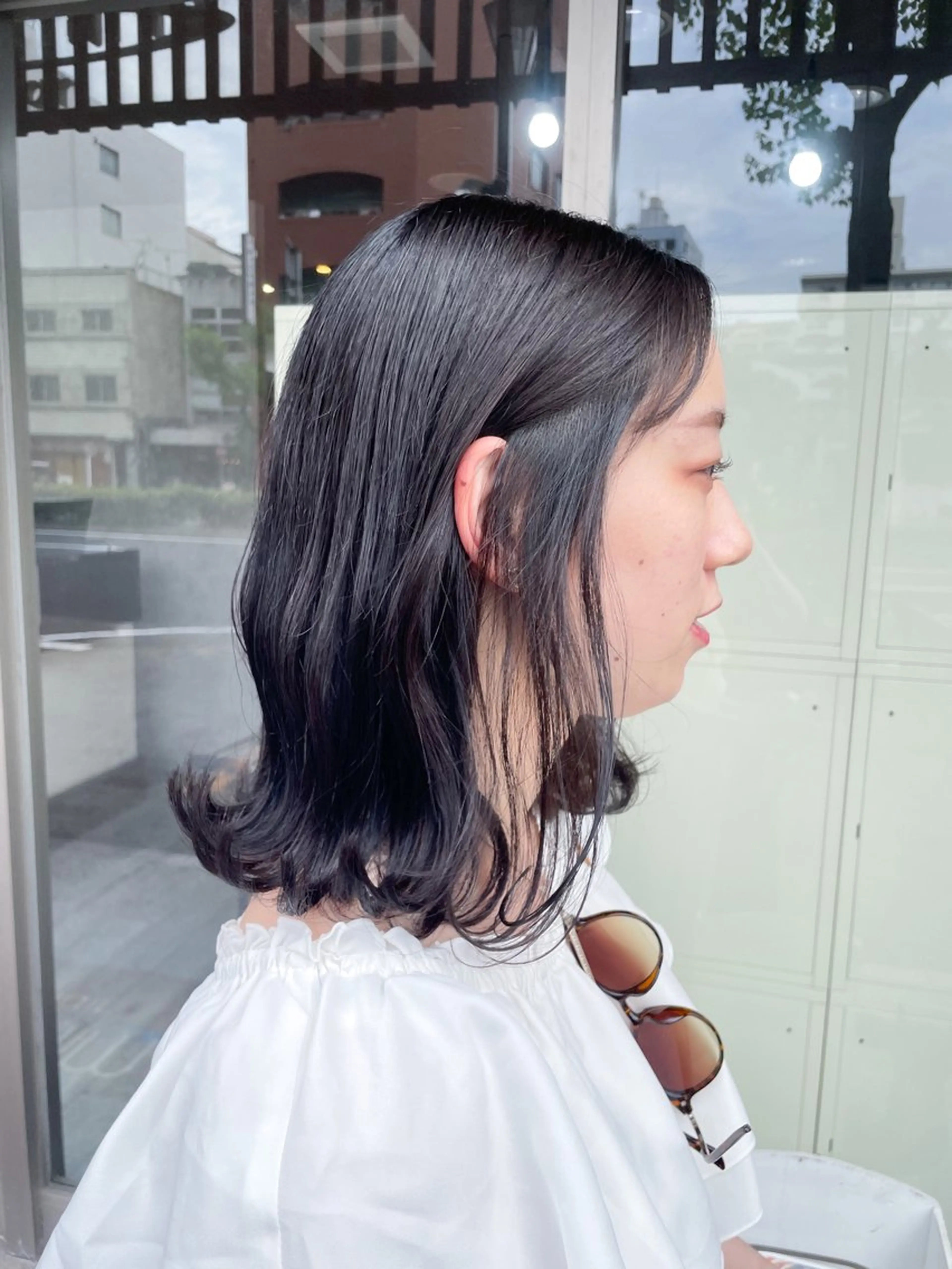 セミロング カラー グレージュ ラベンダーカラー ラベンダーグレージュ ラベンダーグレー カット ヘアカラー イワタ マハ/ minim hairのヘアスタイル