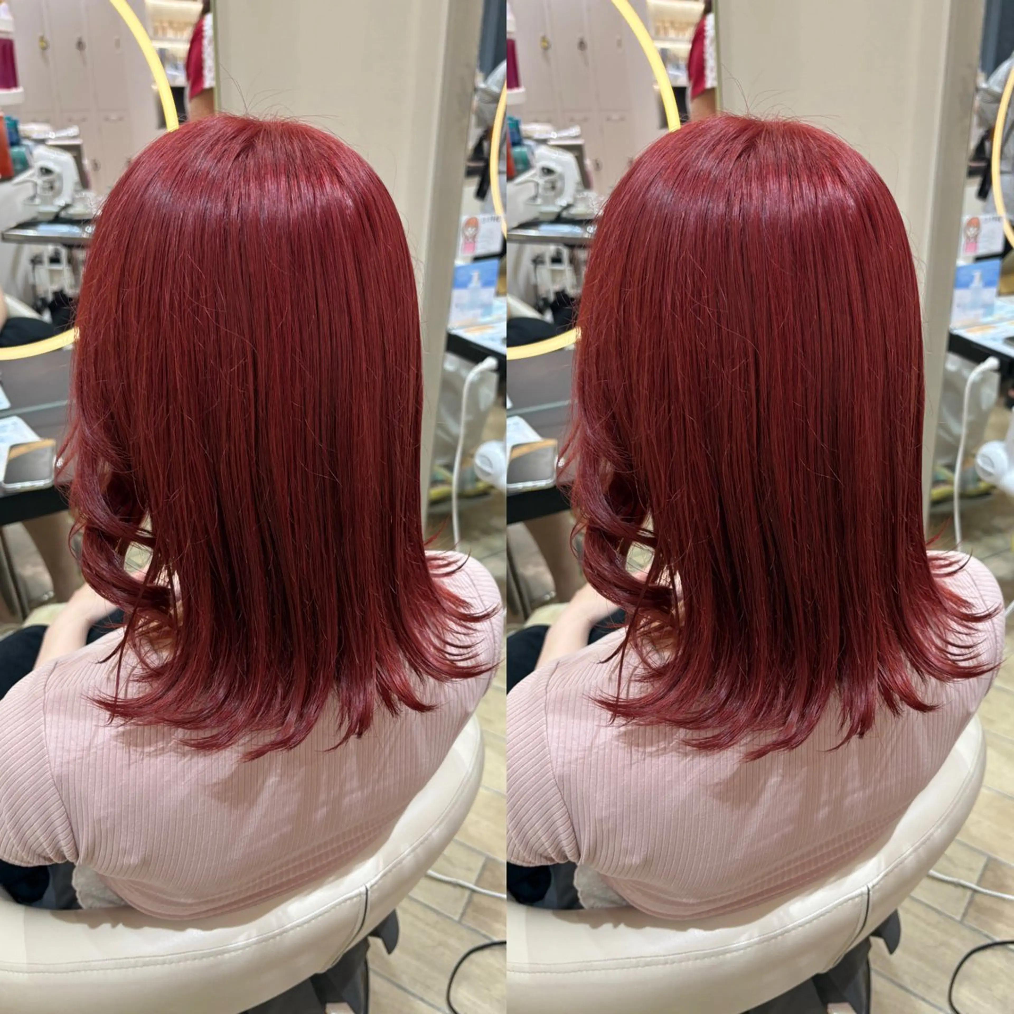 ミディアム カラー ヘアカラー 🎀ピンクカラー/ 推しカラー/のの🎀のヘアスタイル