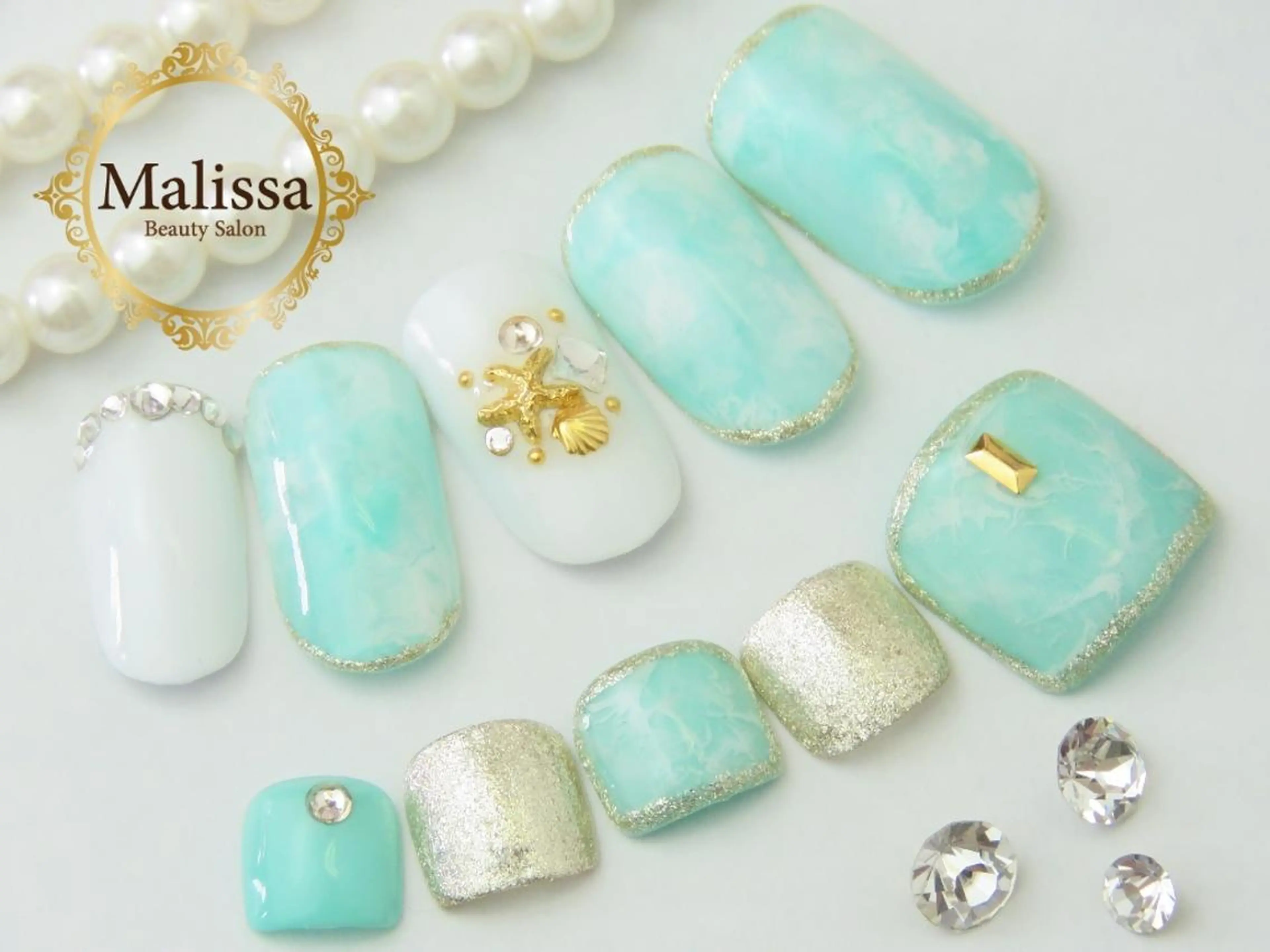 ネイル グリーン おそろいネイル Beauty Salon Malissa所属・Malissa　 スカルプ&深爪歓迎◎のネイルデザイン