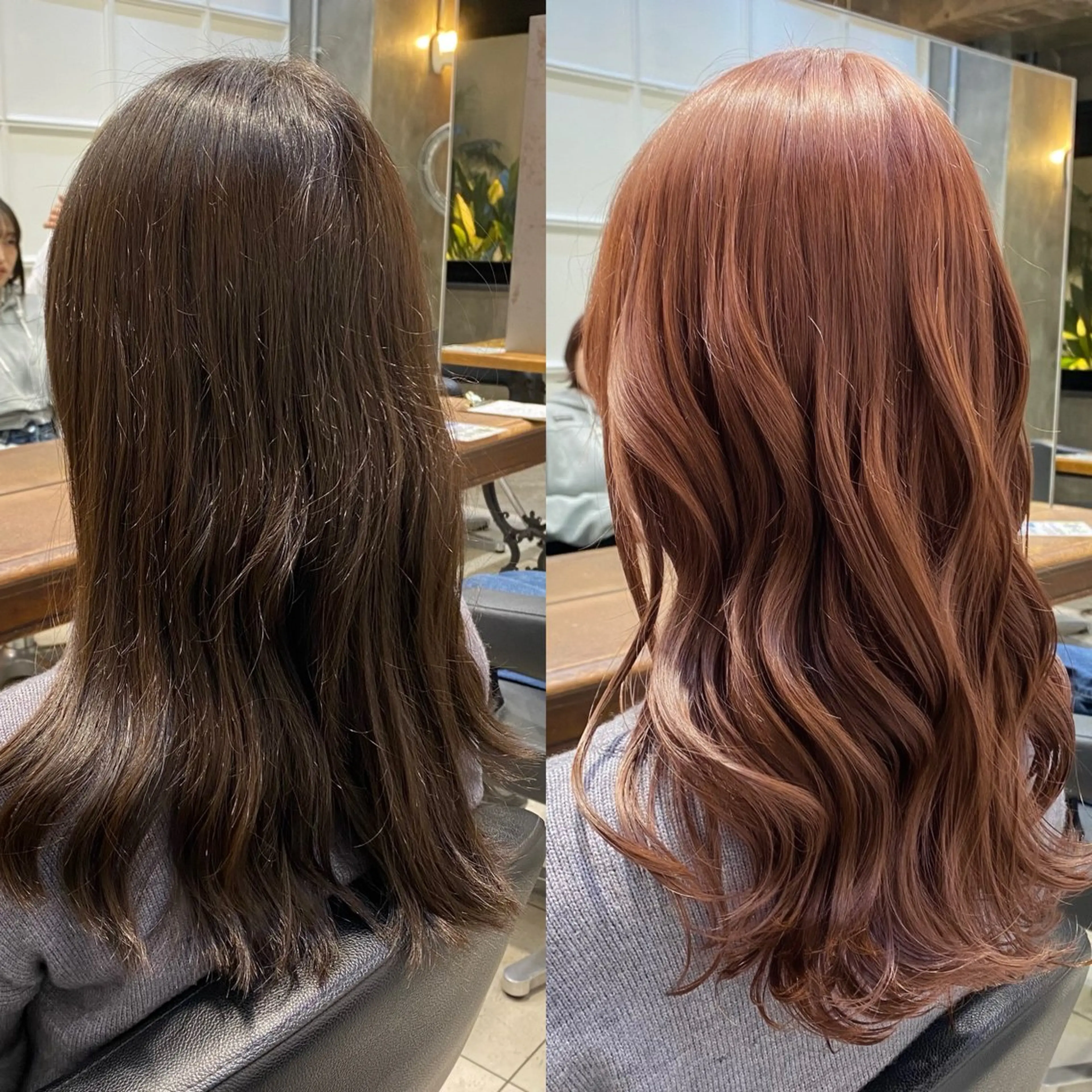 セミロング カラー ブリーチ ブラウンカラー ダブルカラー ブリーチなしカラー オレンジ カット ヘアカラー ブリーチなしダブル カラー🧸🐺陽介のヘアスタイル
