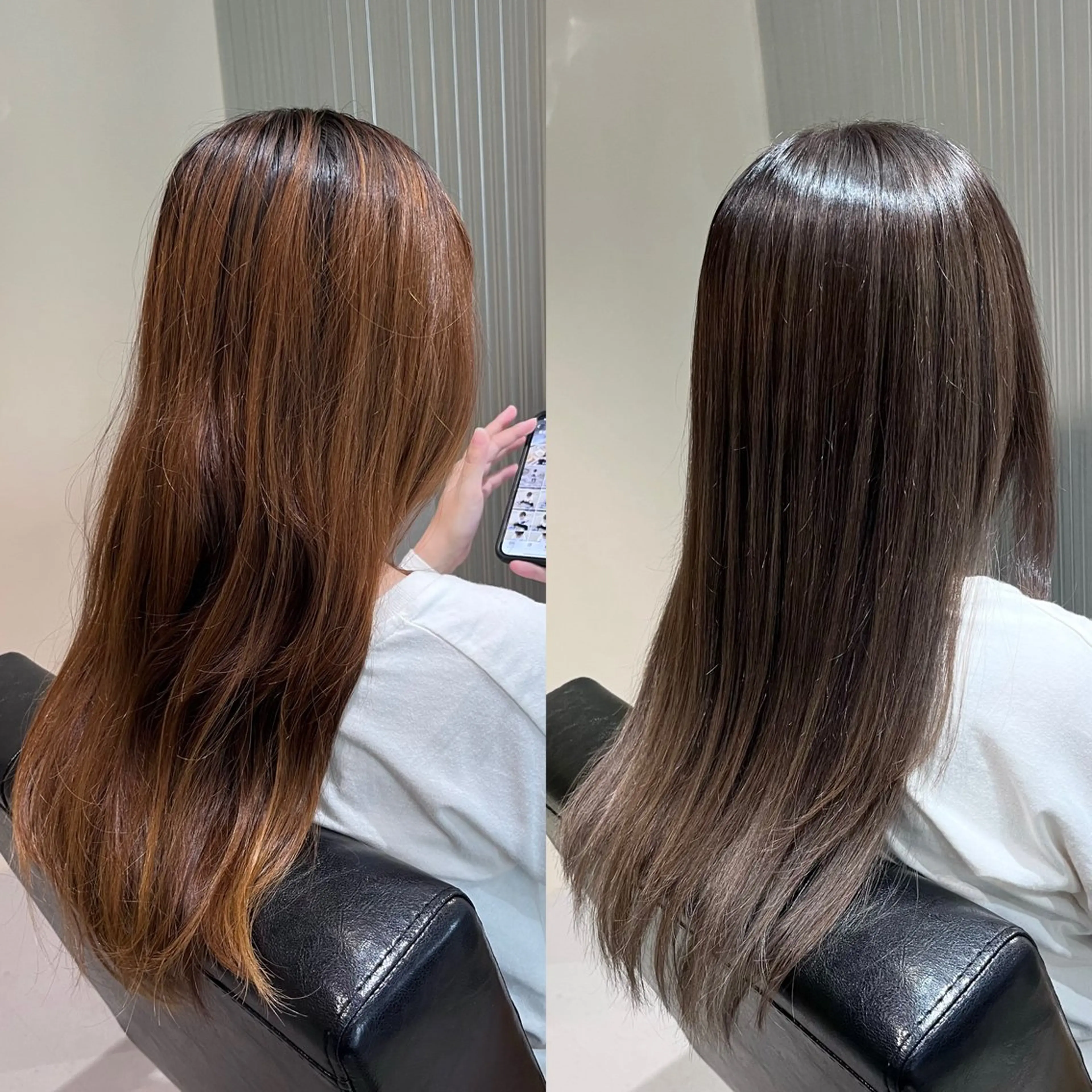 ロング カラー バレイヤージュ ブリーチ グレージュ レイヤーカット ヘアカラー KIZU 髪質改善 オカルト怪談のヘアスタイル