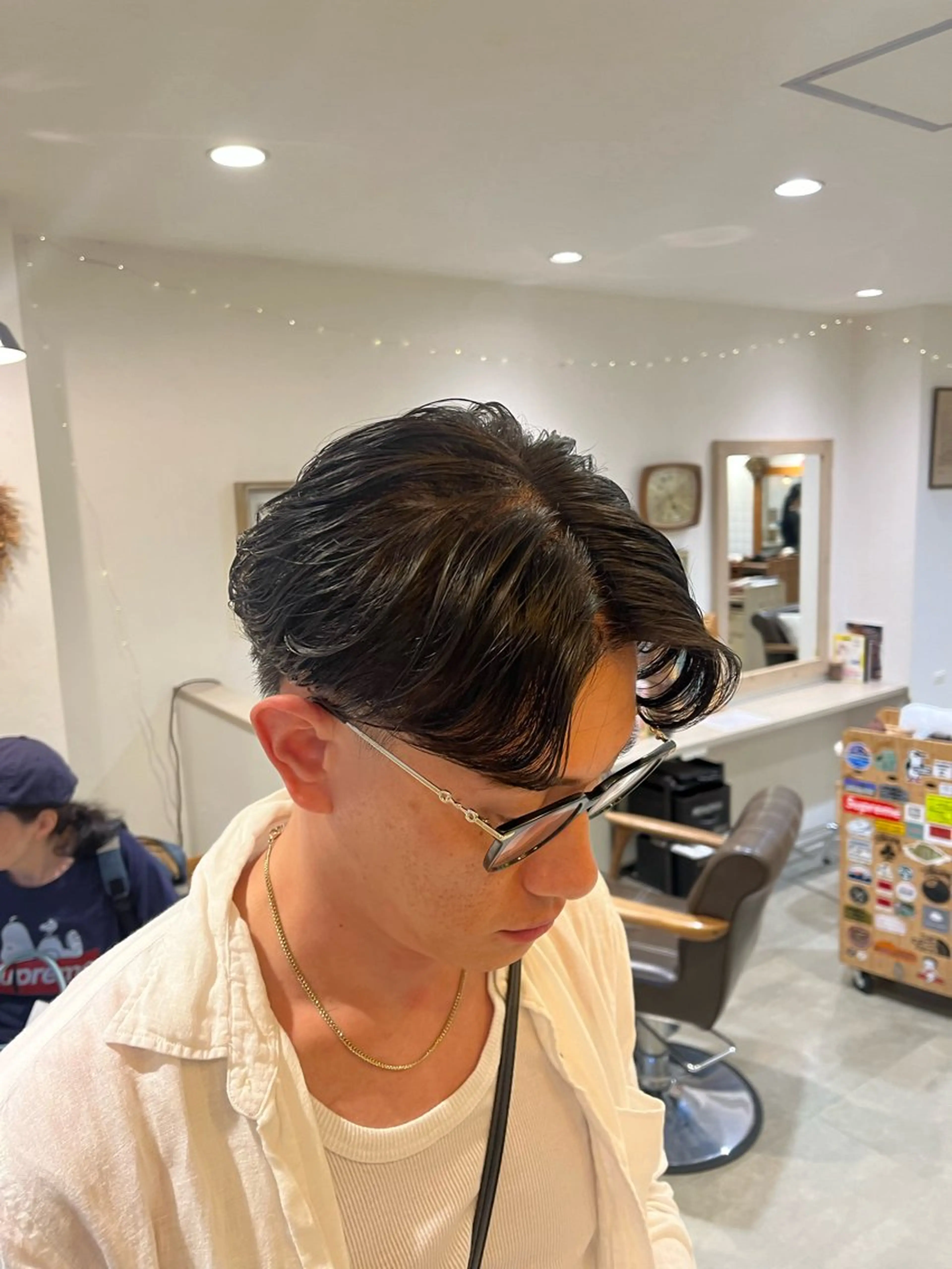 ショート メンズ センターパート カット パーマ Lamp所属・🌀メンズパーマ🌀 🐏丸山祐宇🐏のヘアスタイル