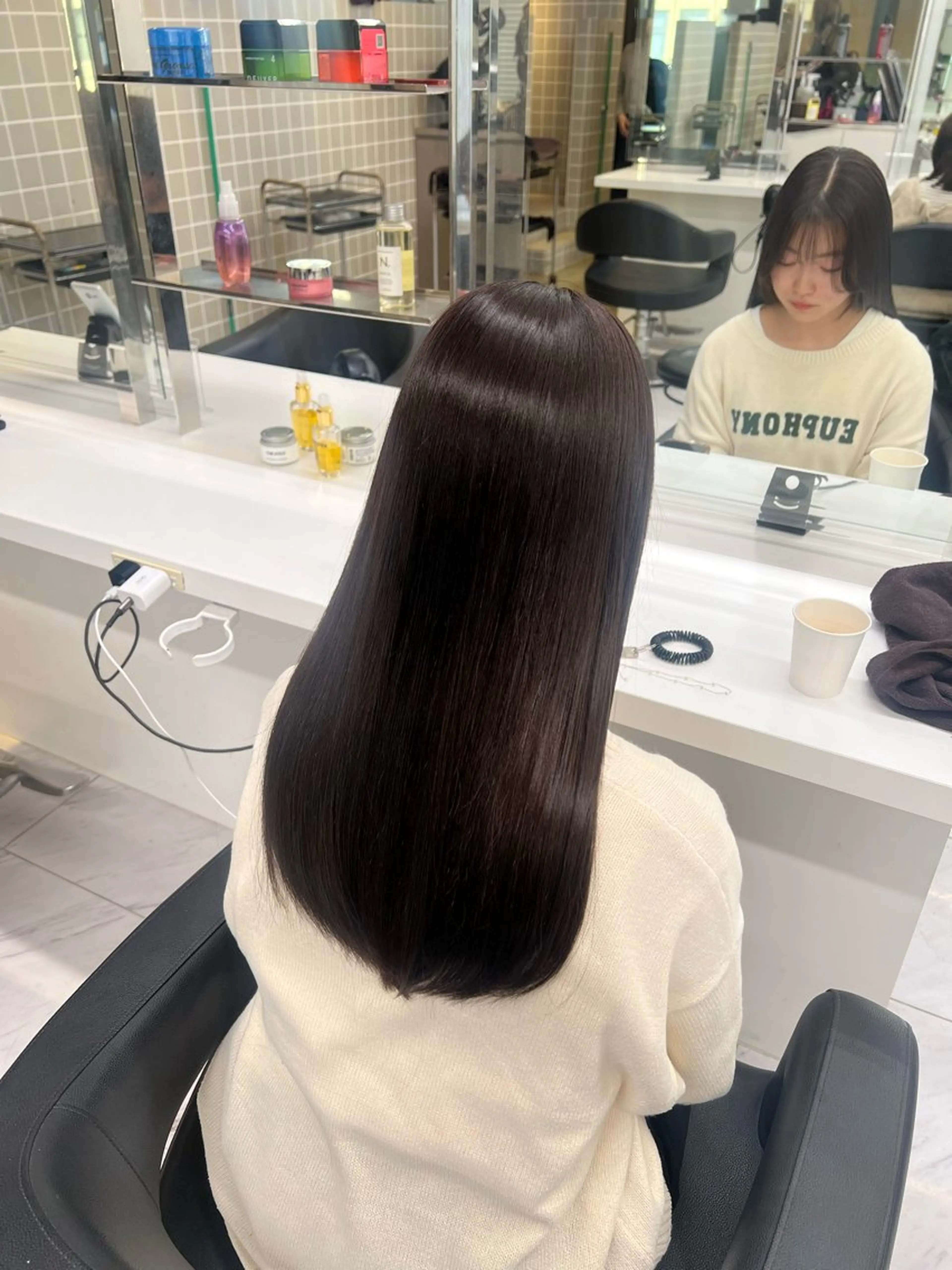 セミロング カラー カット ヘアカラー 韓国レイヤーカット /ダブルカラーのヘアスタイル