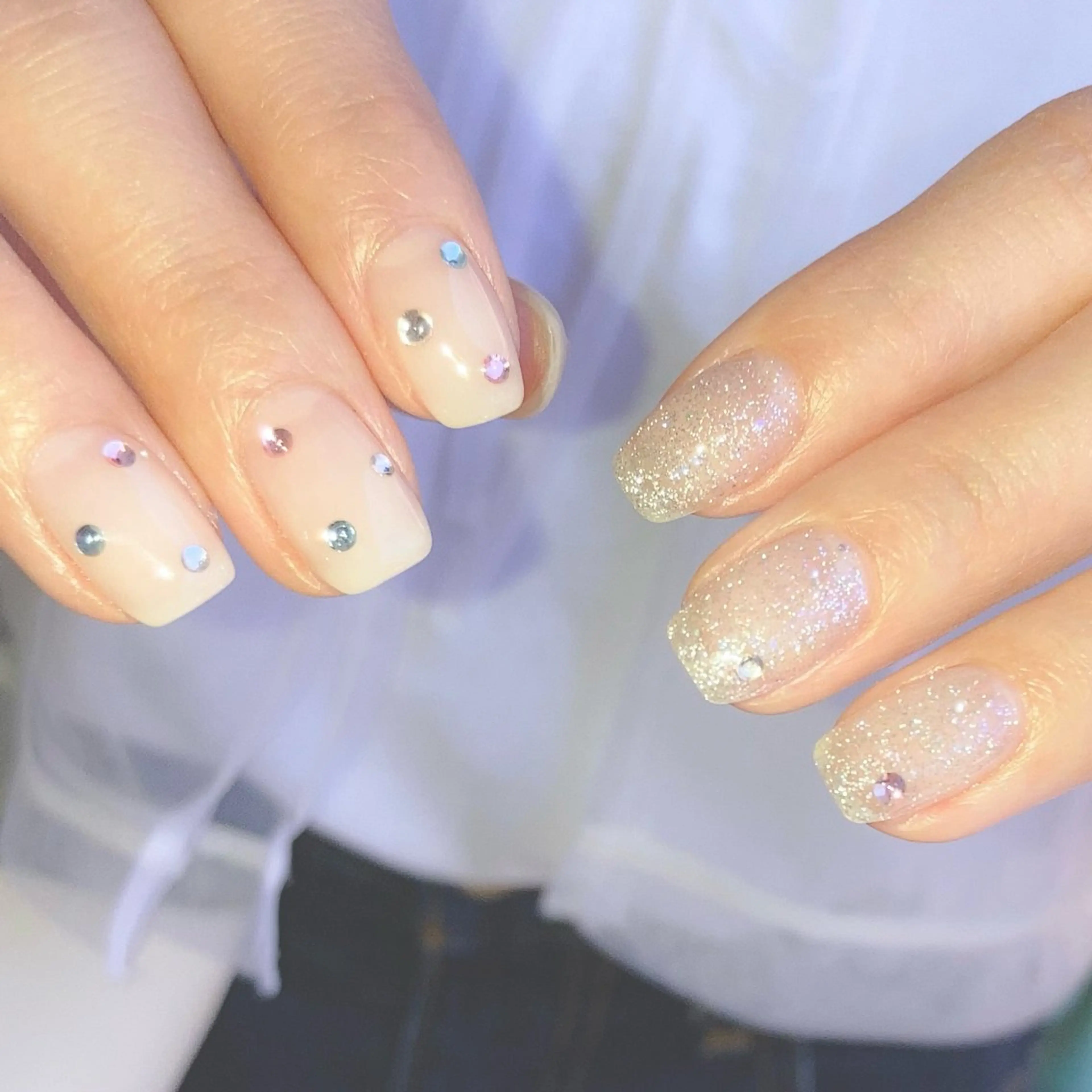 ネイル フラッシュネイル ジェルネイル ストーンネイル nail salon neige所属・ジェムネイル Risa.のネイルデザイン