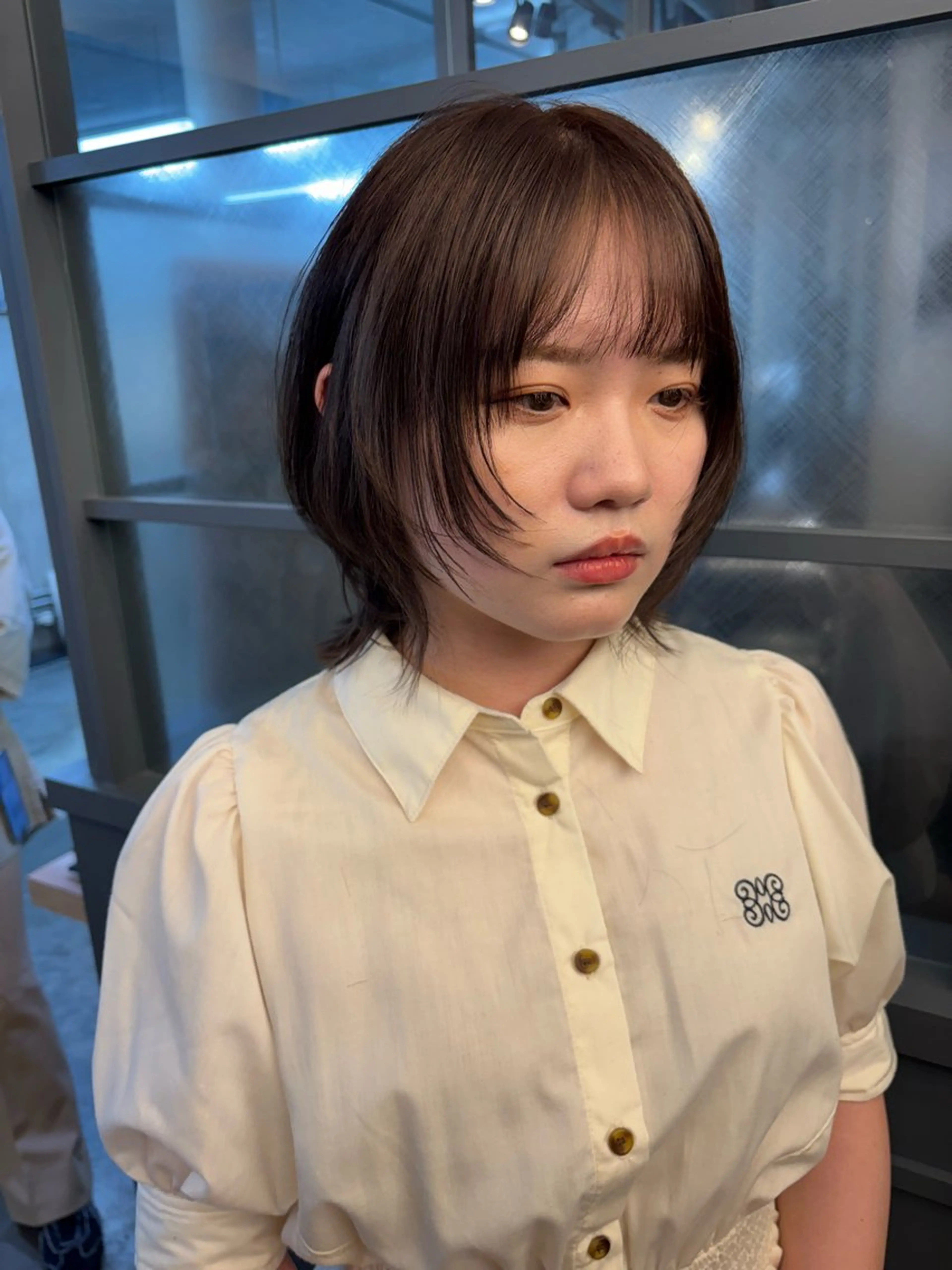 ミディアム ミディアムパーマ ボブ レイヤーカット マレットヘア カット SHOTA 複雑履歴パーマのヘアスタイル