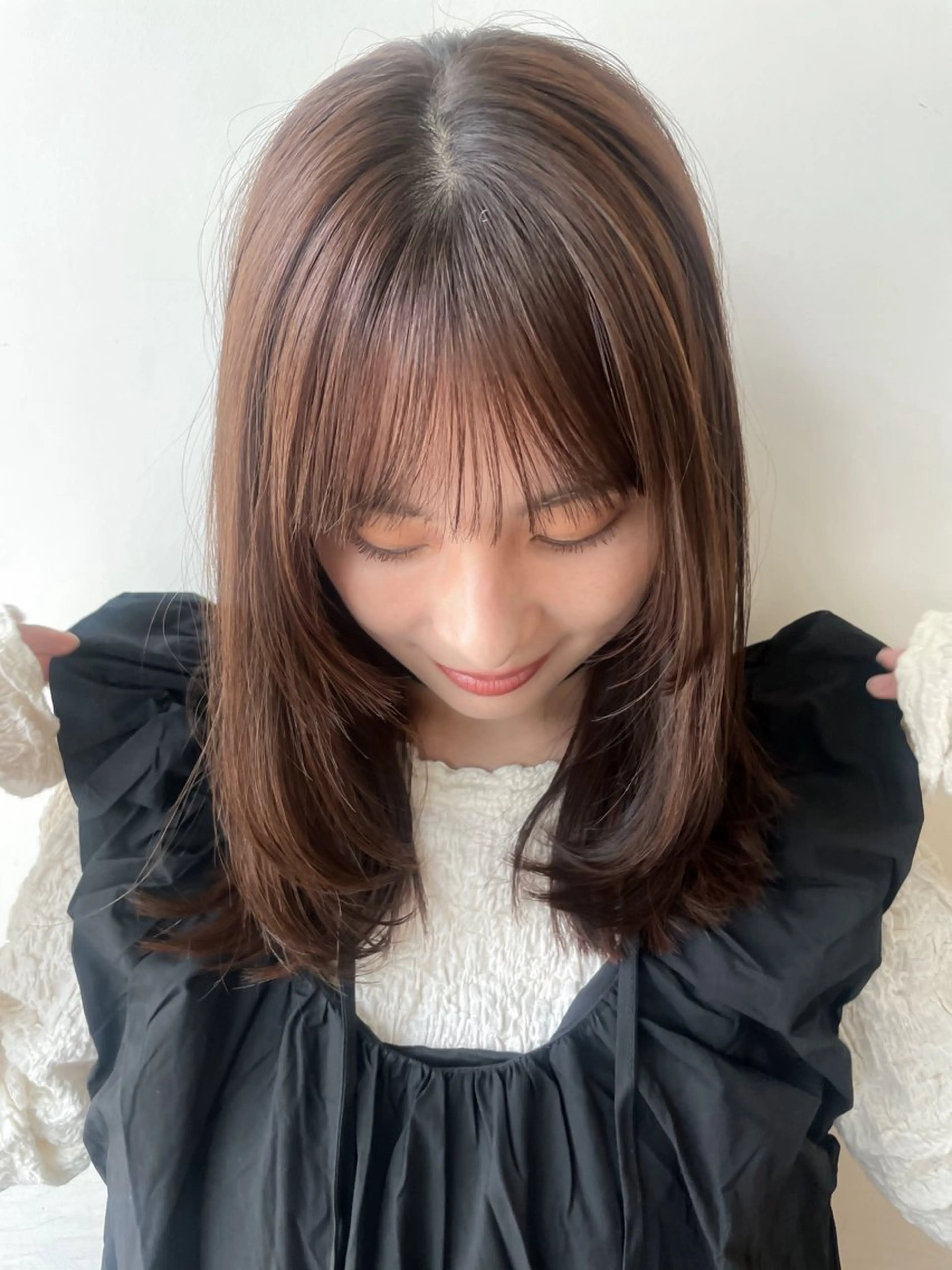 ミディアム レイヤーカット カット ヘアカラー 似合わせ/透明感 /レイヤー/りほ🤍のヘアスタイル