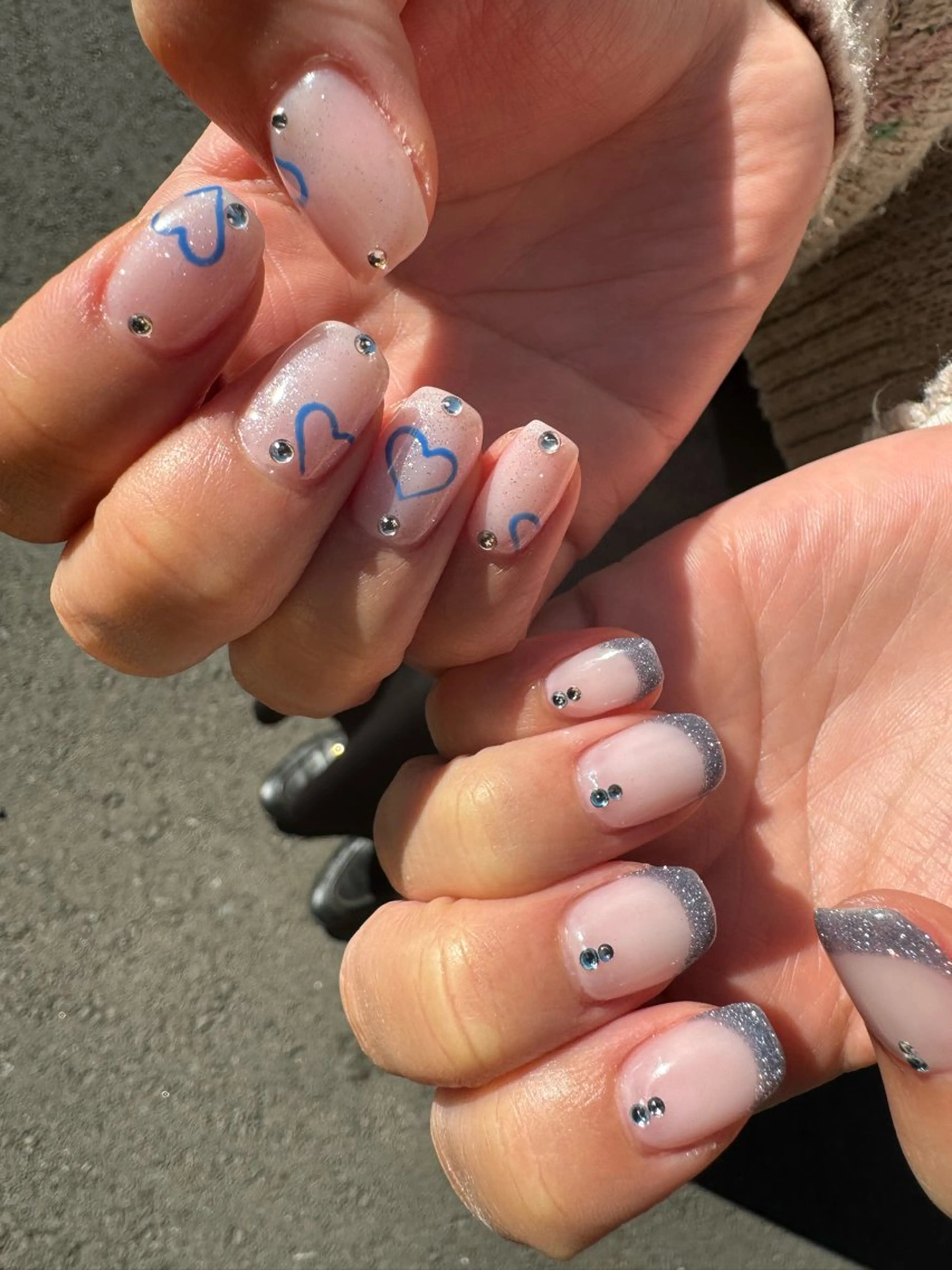 ネイル アートネイル フラッシュネイル フレンチネイル キラキラネイル 韓国ネイル MH_ Nailのネイルデザイン