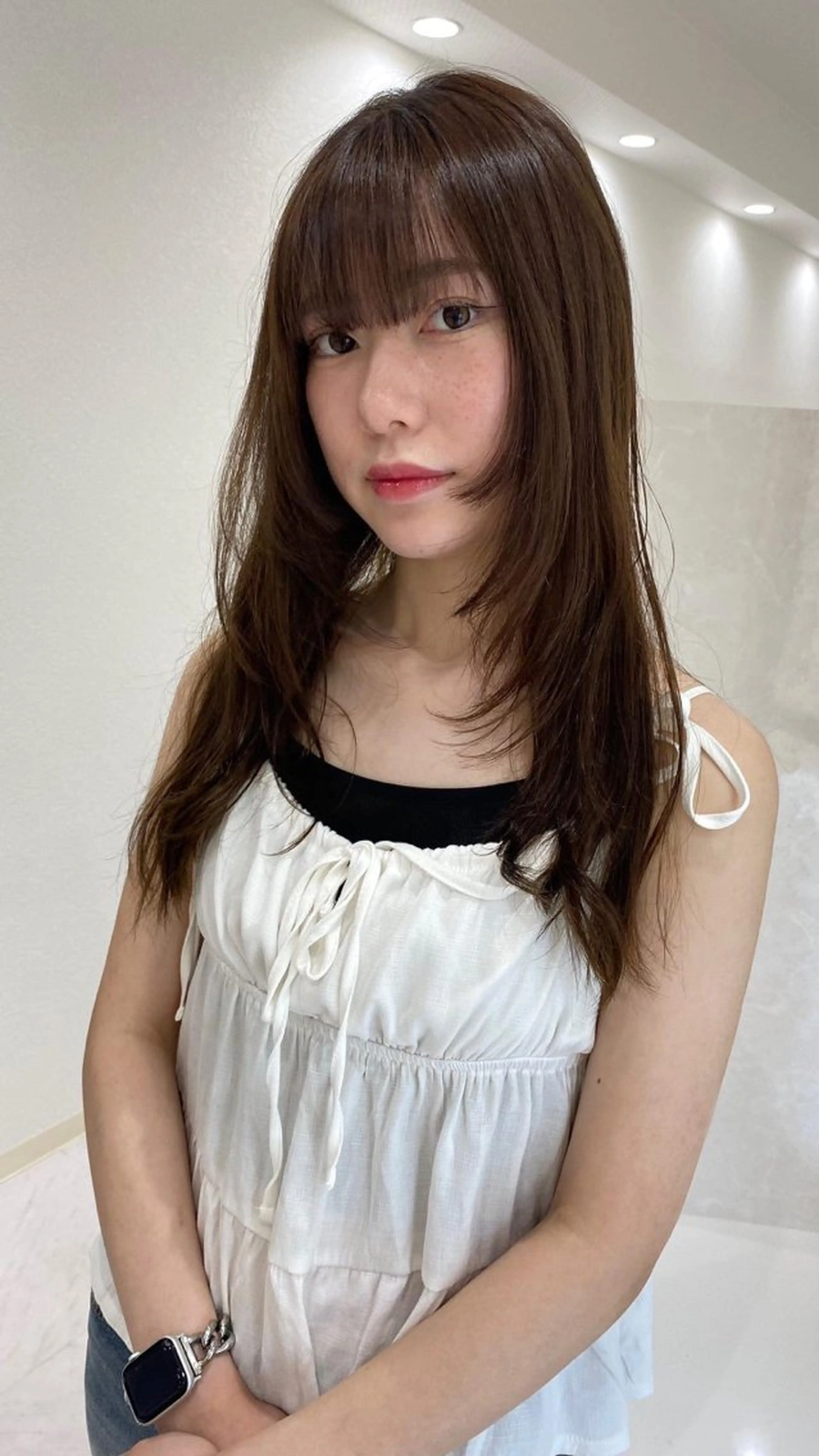 セミロング カラー 縮毛矯正 RURI韓国ボブ 🇰🇷タッセルボブのヘアスタイル