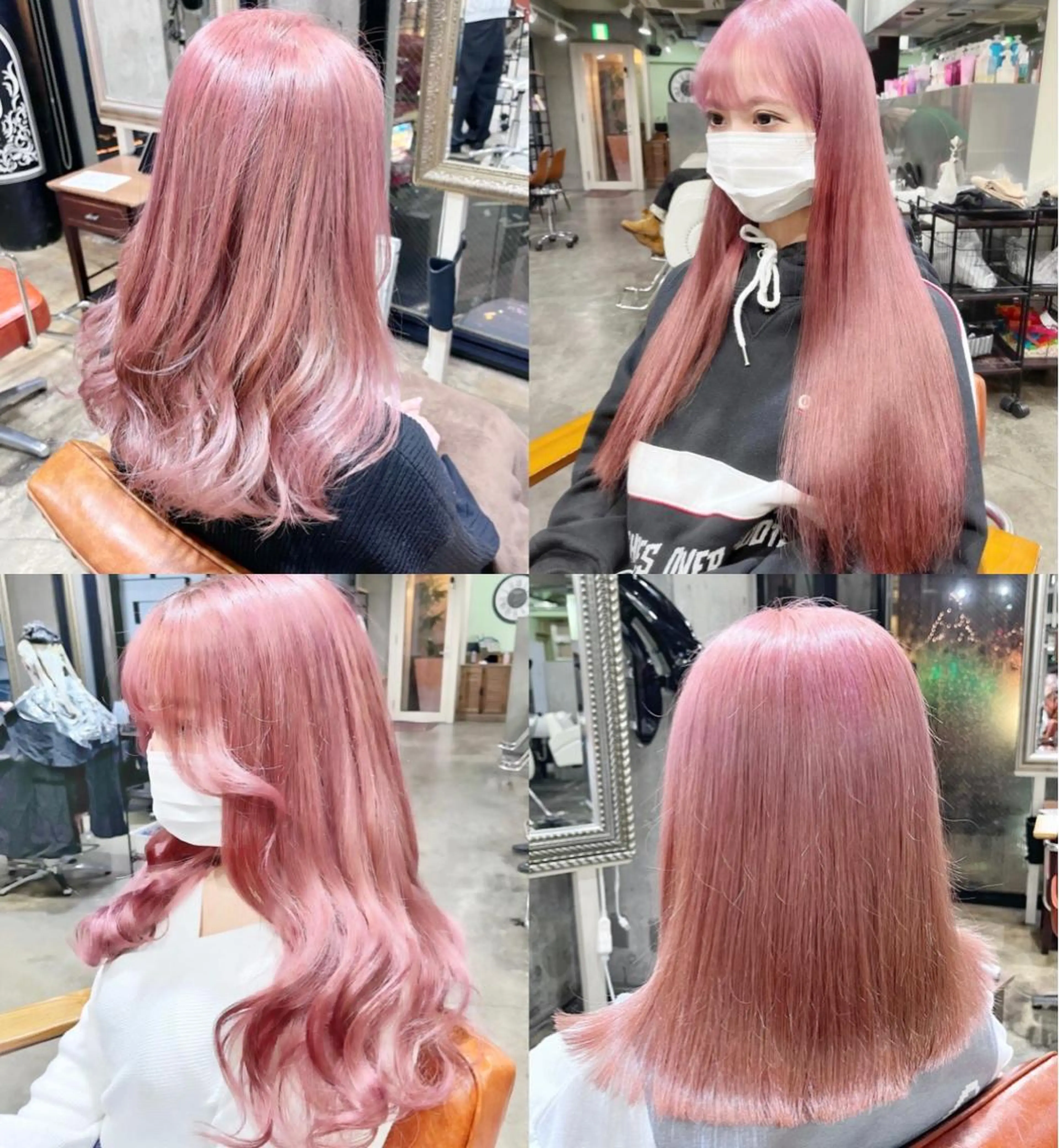 セミロング カラー ヘアアレンジ ブリーチ ヘアカラー ピンクカラー🩷 ヘアセットＮＯ.1のヘアスタイル