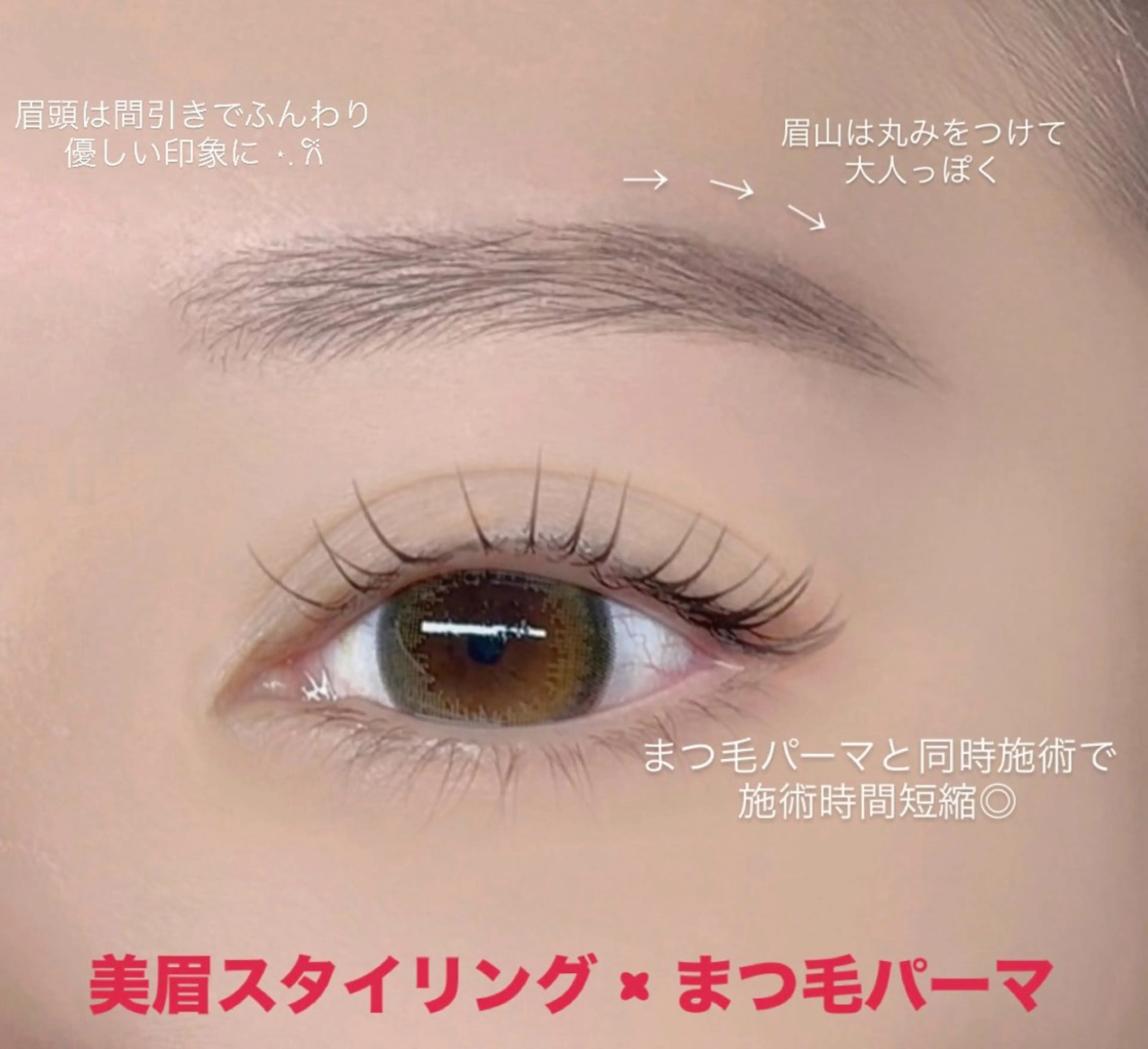 【 同時にキレイに 】  美眉スタイリング+まつ毛パーマ(ケアトリートメント付き)👀🎀の写真