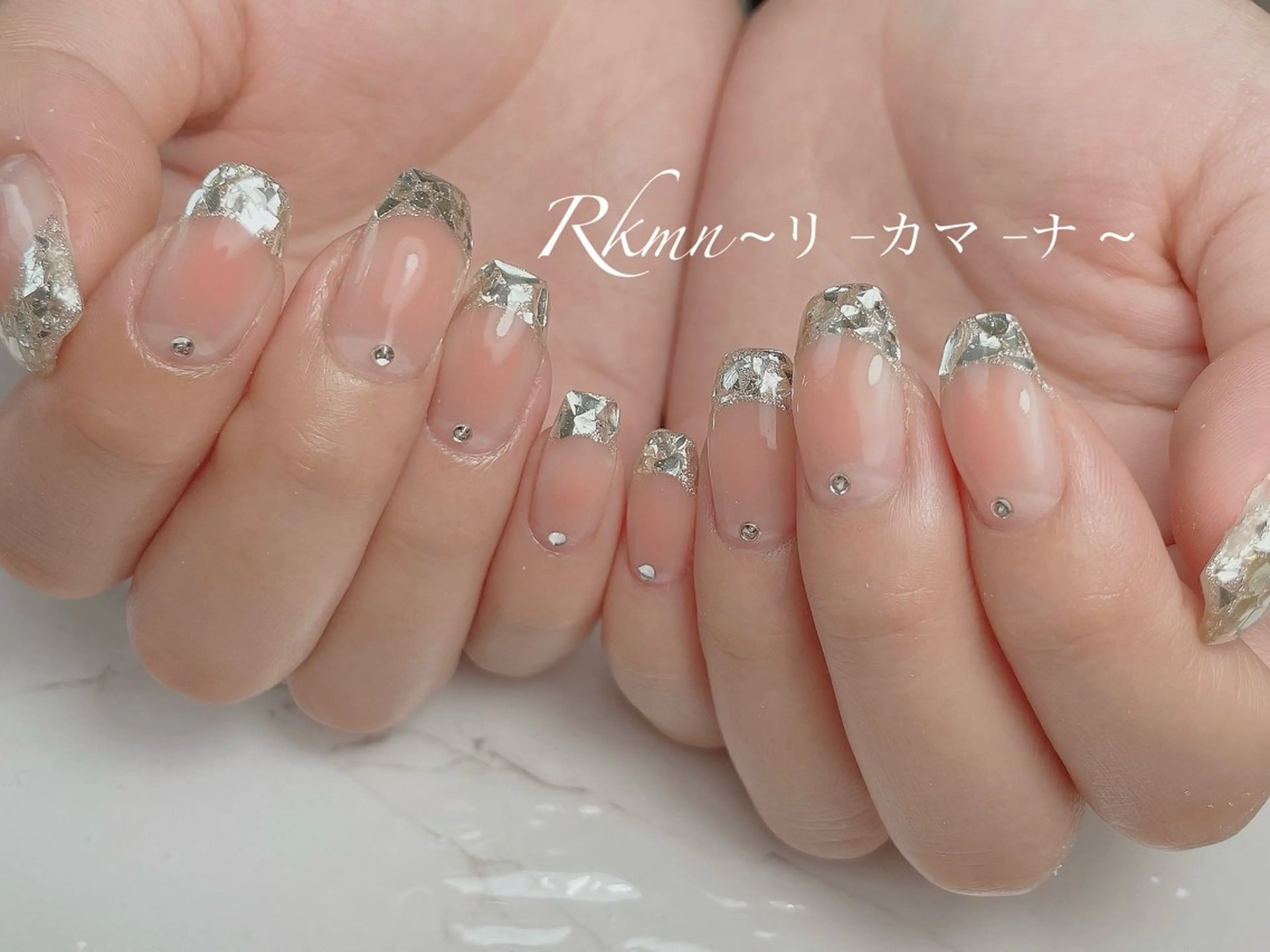 ネイル アートネイル チークネイル フレンチネイル ガラスフレンチ 春ネイル ハンドネイル フットネイル ハンドケア Rkmn ~リ-カマ-ナ~のネイルデザイン