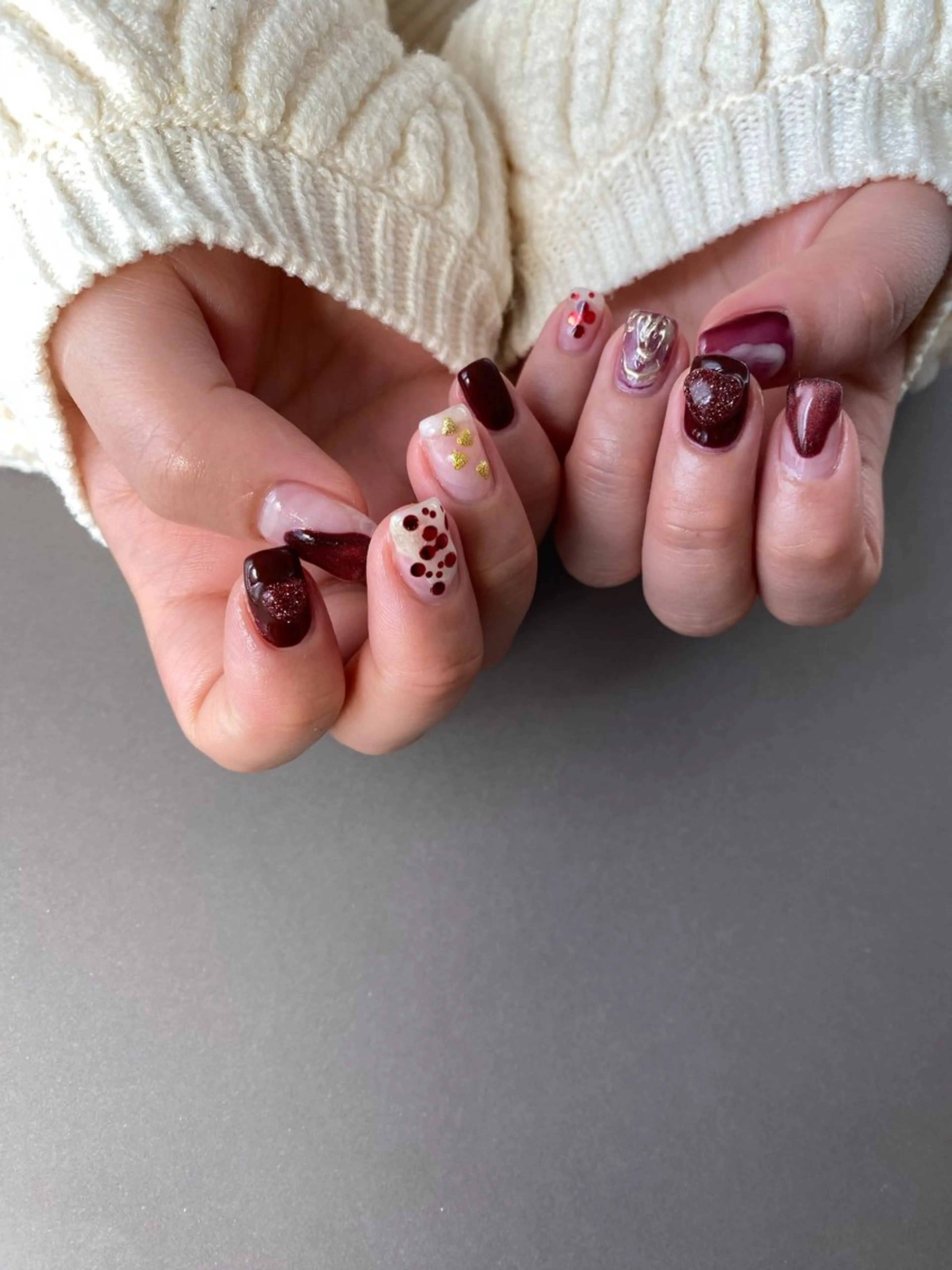ネイル バレンタイン ハンドネイル nailsalon Puretéのネイルデザイン
