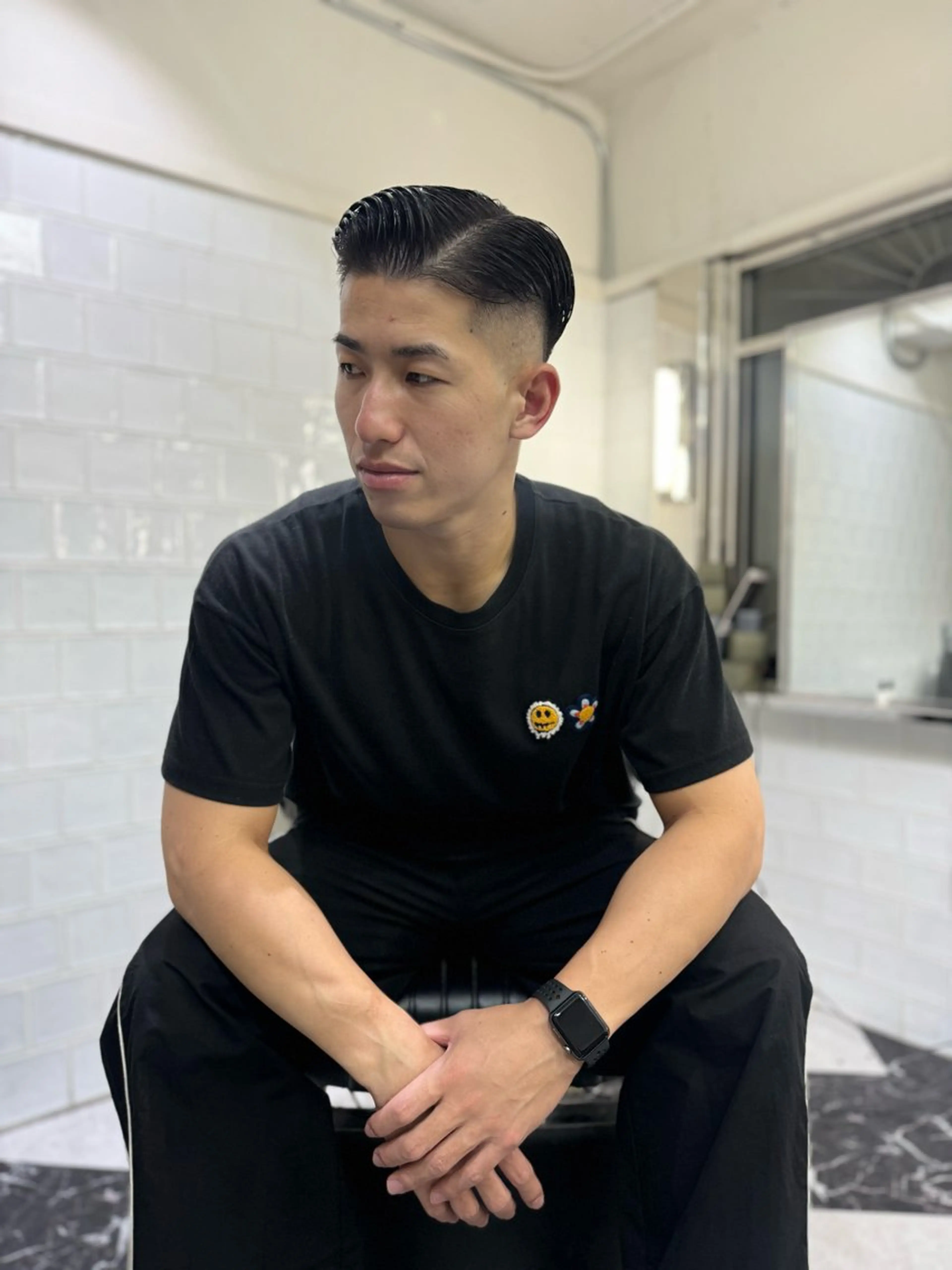 ミディアム カット Mericanbarbershop fuk所属・山田 勝士のヘアスタイル