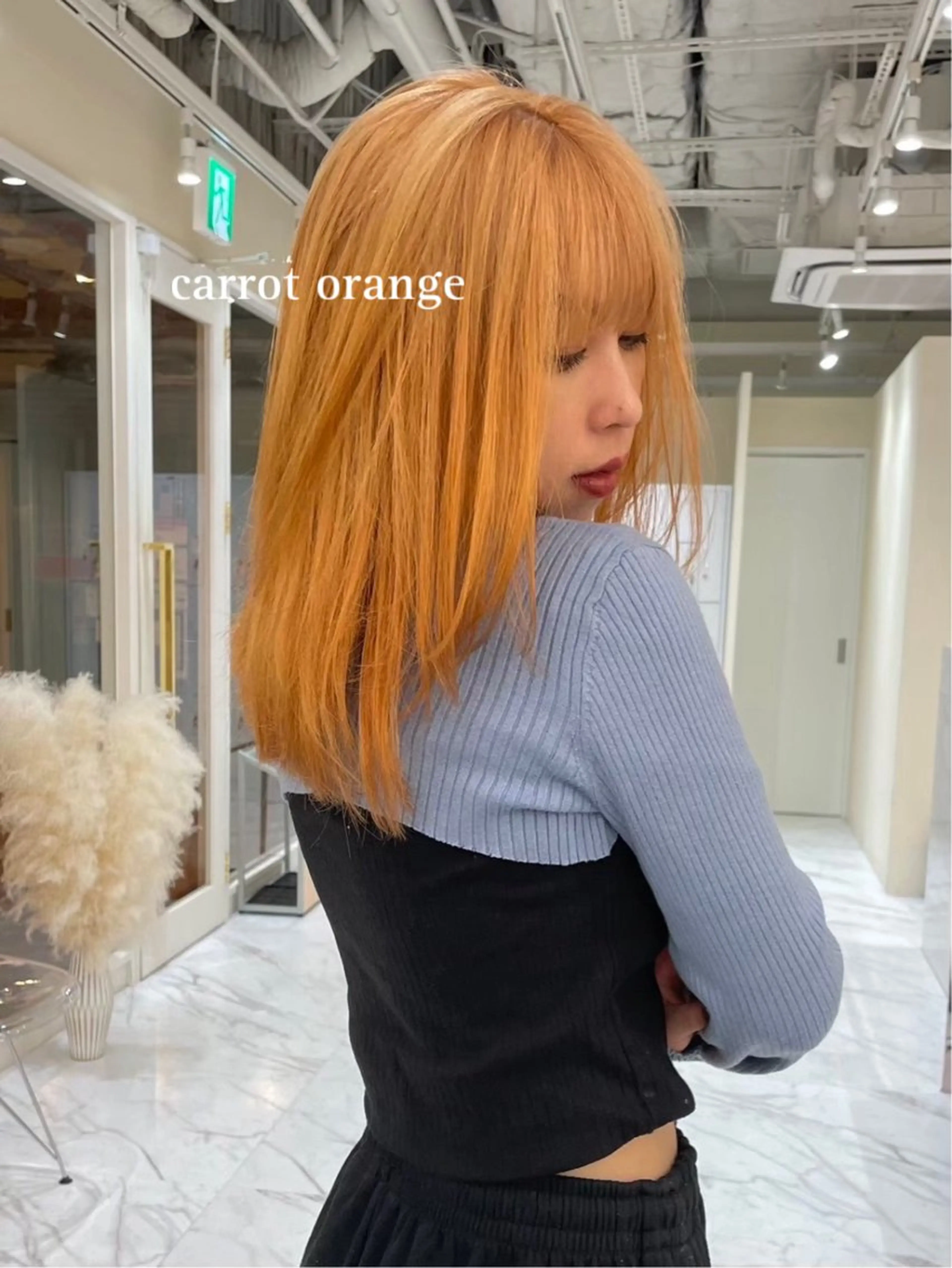 ミディアム カラー ブリーチ オレンジ ヘアカラー トリートメント 髪質改善🫧 カラー特化/Hinaのヘアスタイル