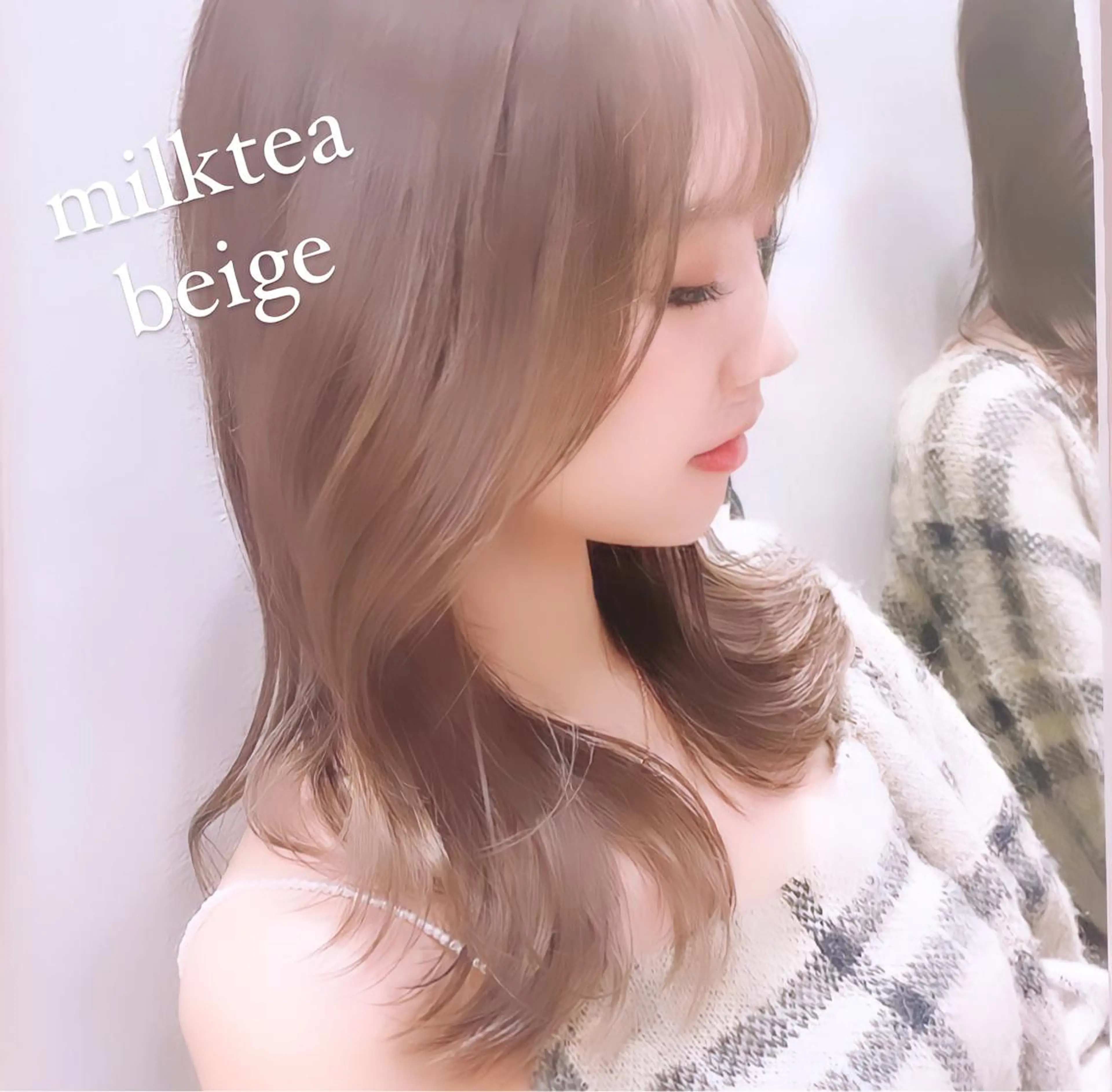 セミロング カラー ヘアアレンジ ベージュカラー ブリーチ 透明感カラー グレージュ ミルクティーベージュ カット ヘアカラー トリートメント ブリーチなし透明感カ ラー×韓国ヘア♡ヒデのヘアスタイル