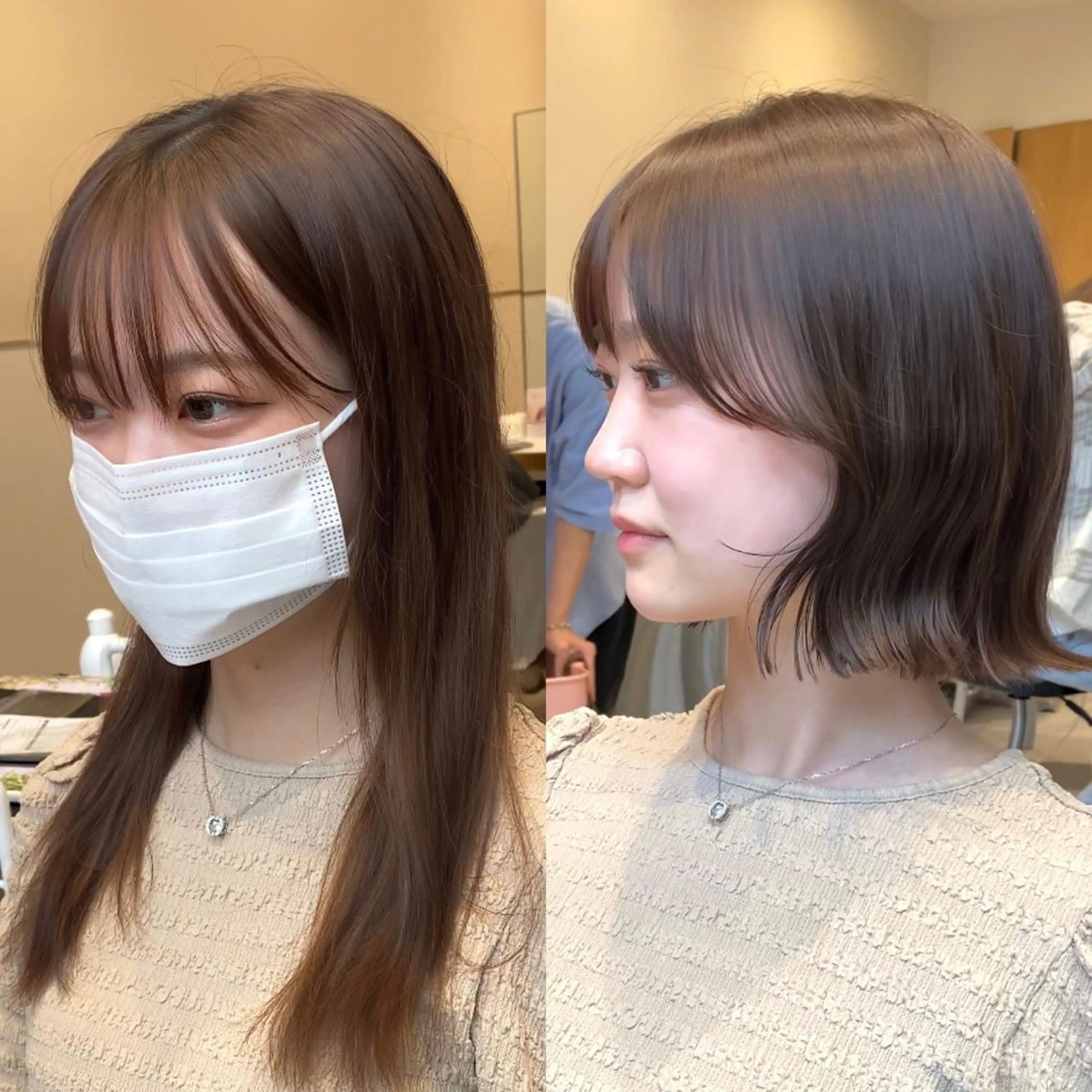 ミディアム カラー パーマ ヘアアレンジ カット ヘアカラー トリートメント ヘアセット 小野寺瑞希 /最小顔カットのヘアスタイル
