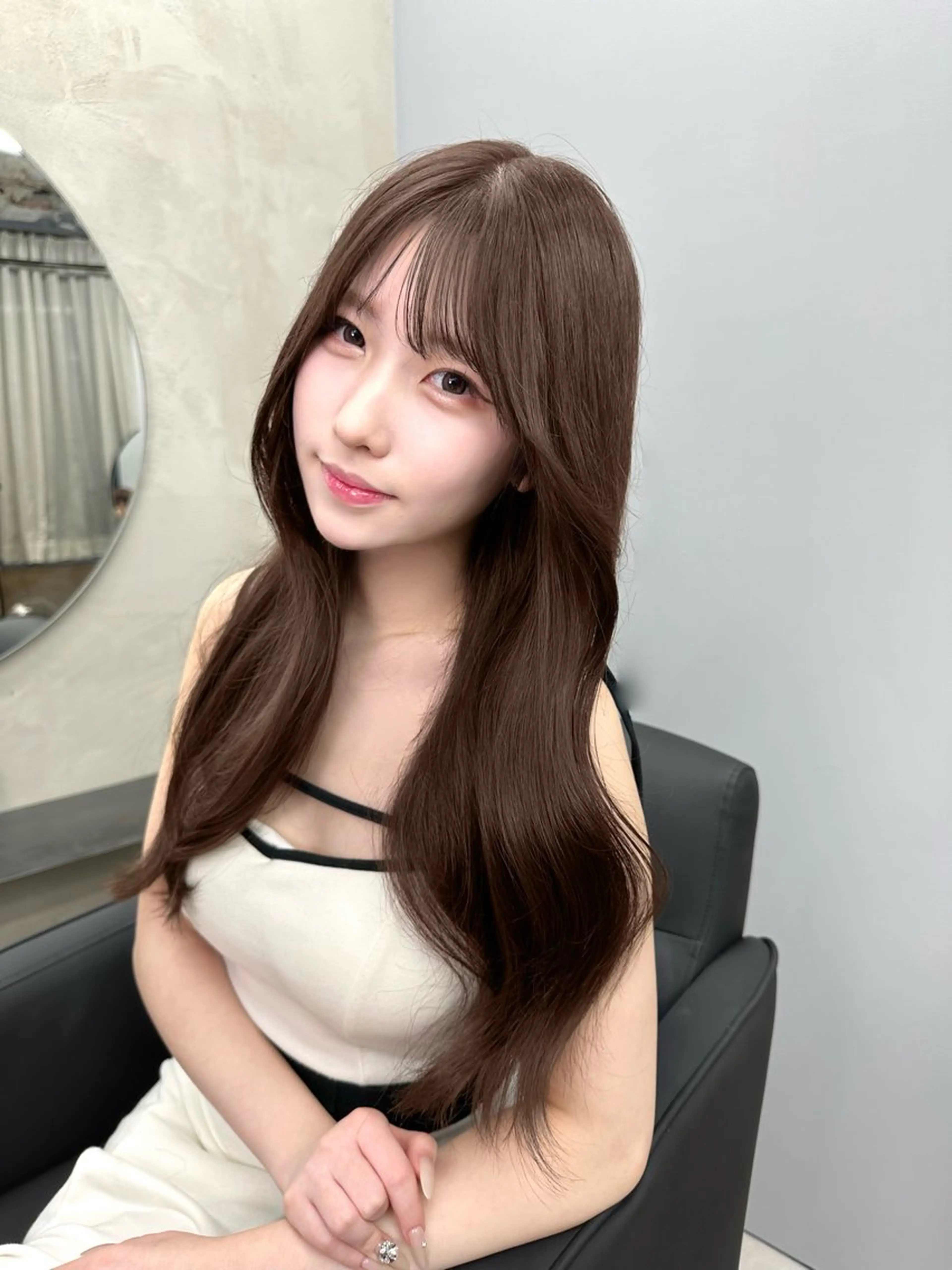 ミディアム カット ヘアカラー トリートメント 韓国風/ワンホンヘア 髪質改善/MaCoのヘアスタイル
