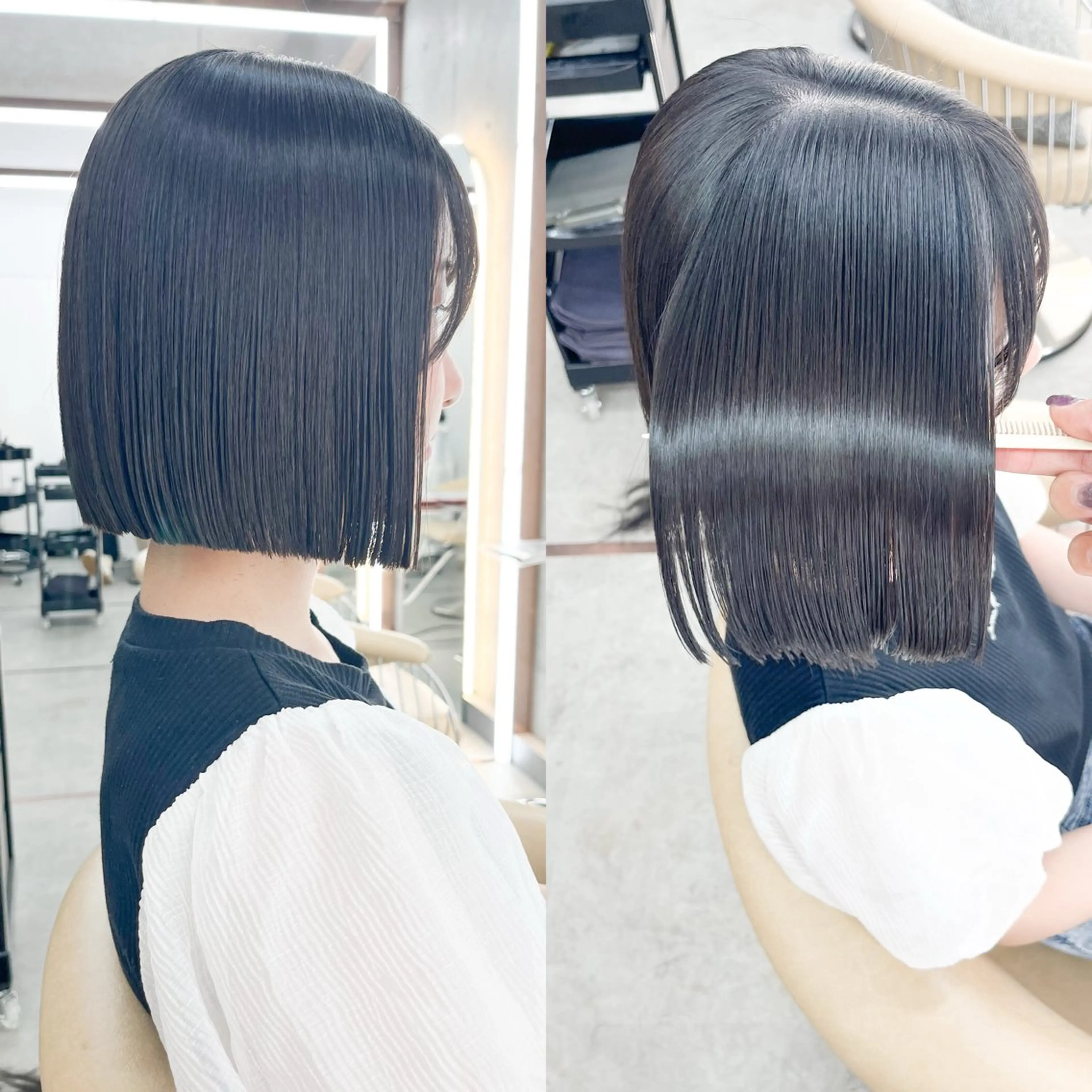ミディアム カット 縮毛矯正 トリートメント エリアNo.1ボブ 💟Nanatsuのヘアスタイル