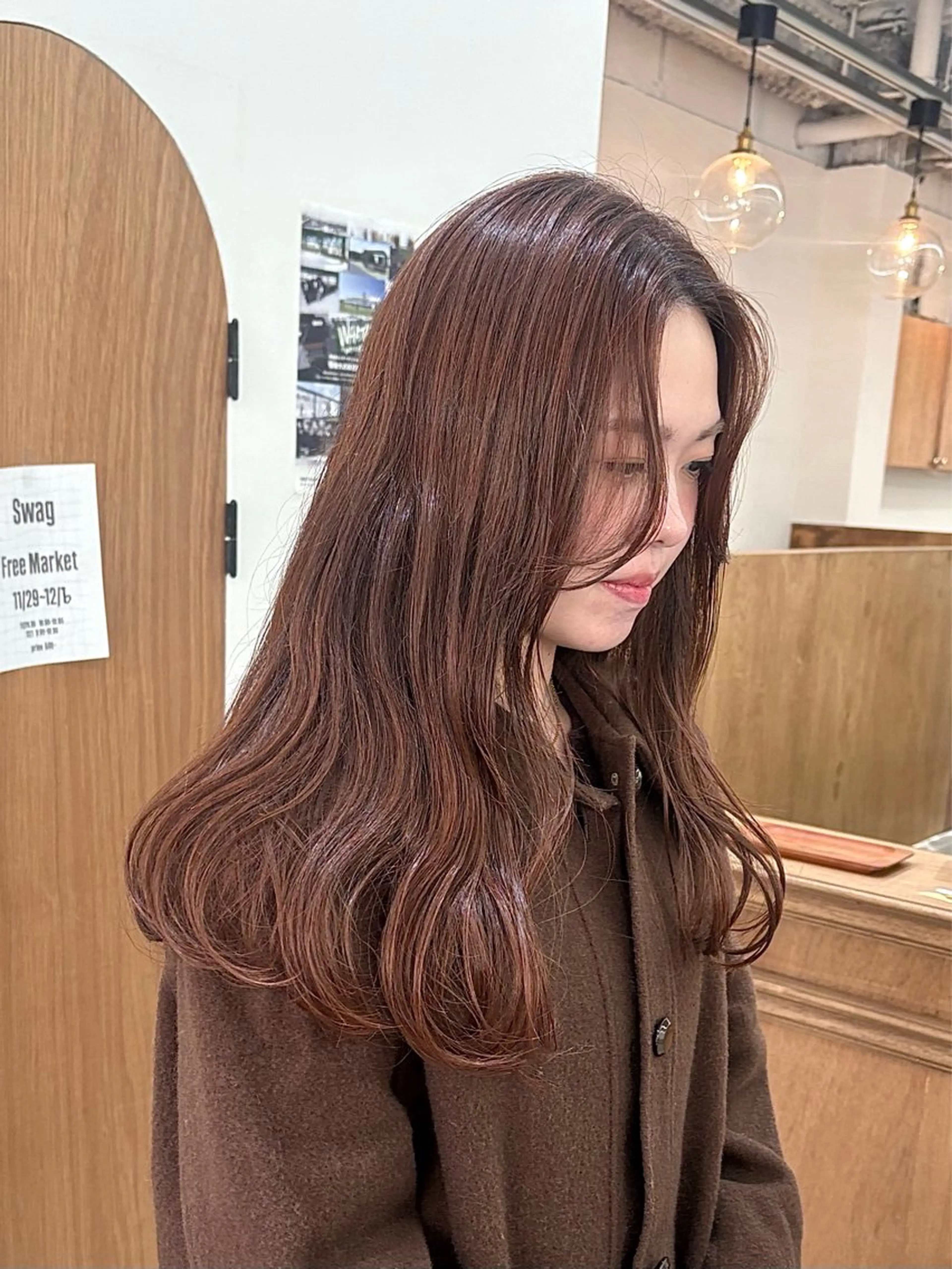セミロング カラー ヘアアレンジ ベージュカラー ブラウンカラー ブラウンベージュ ハル🌸柔色/ ブリーチなし/艶髪のヘアスタイル