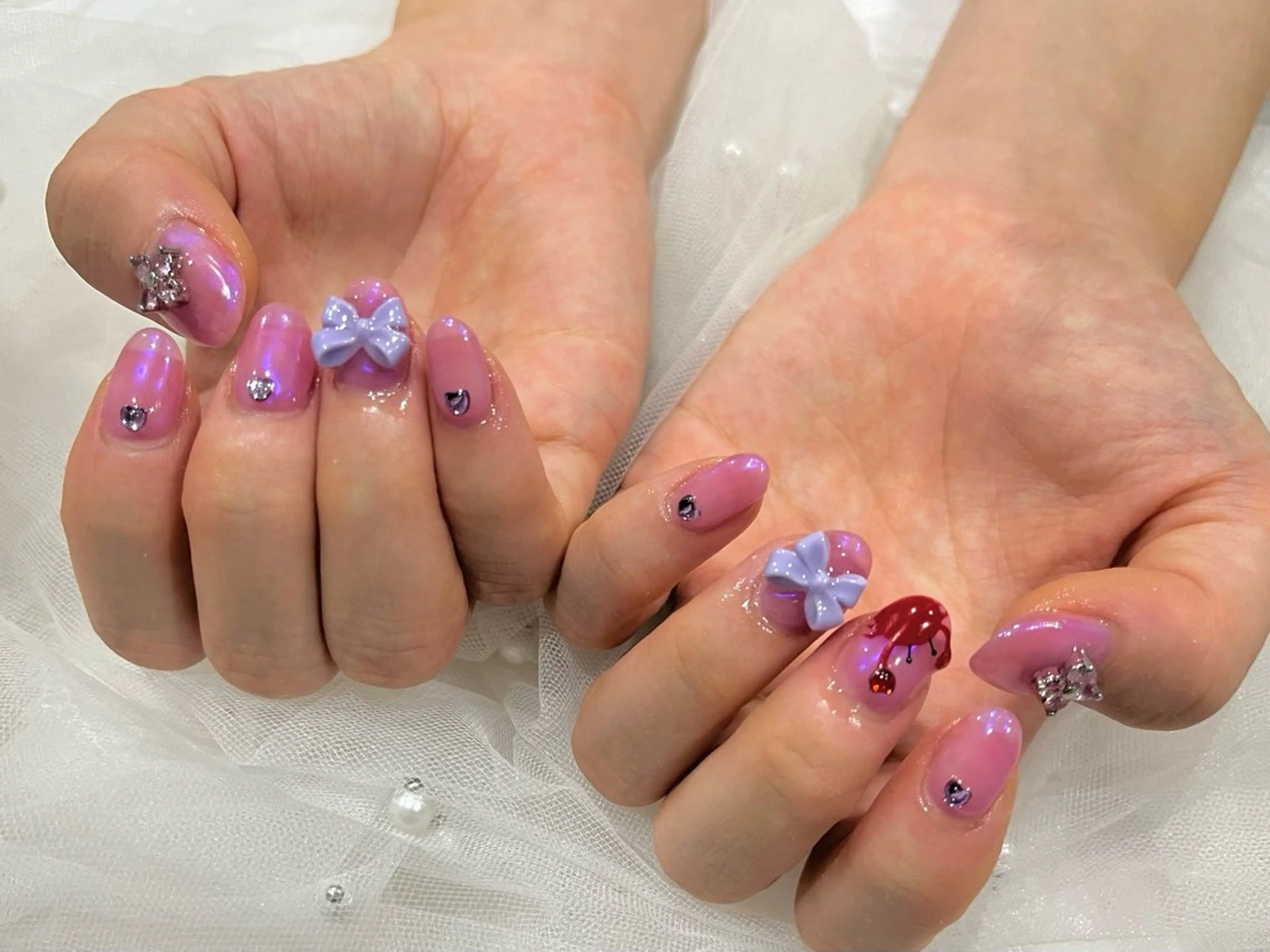 ネイル アートネイル ピンク ハンドネイル Nail salon Cielel⟡Ayaのネイルデザイン