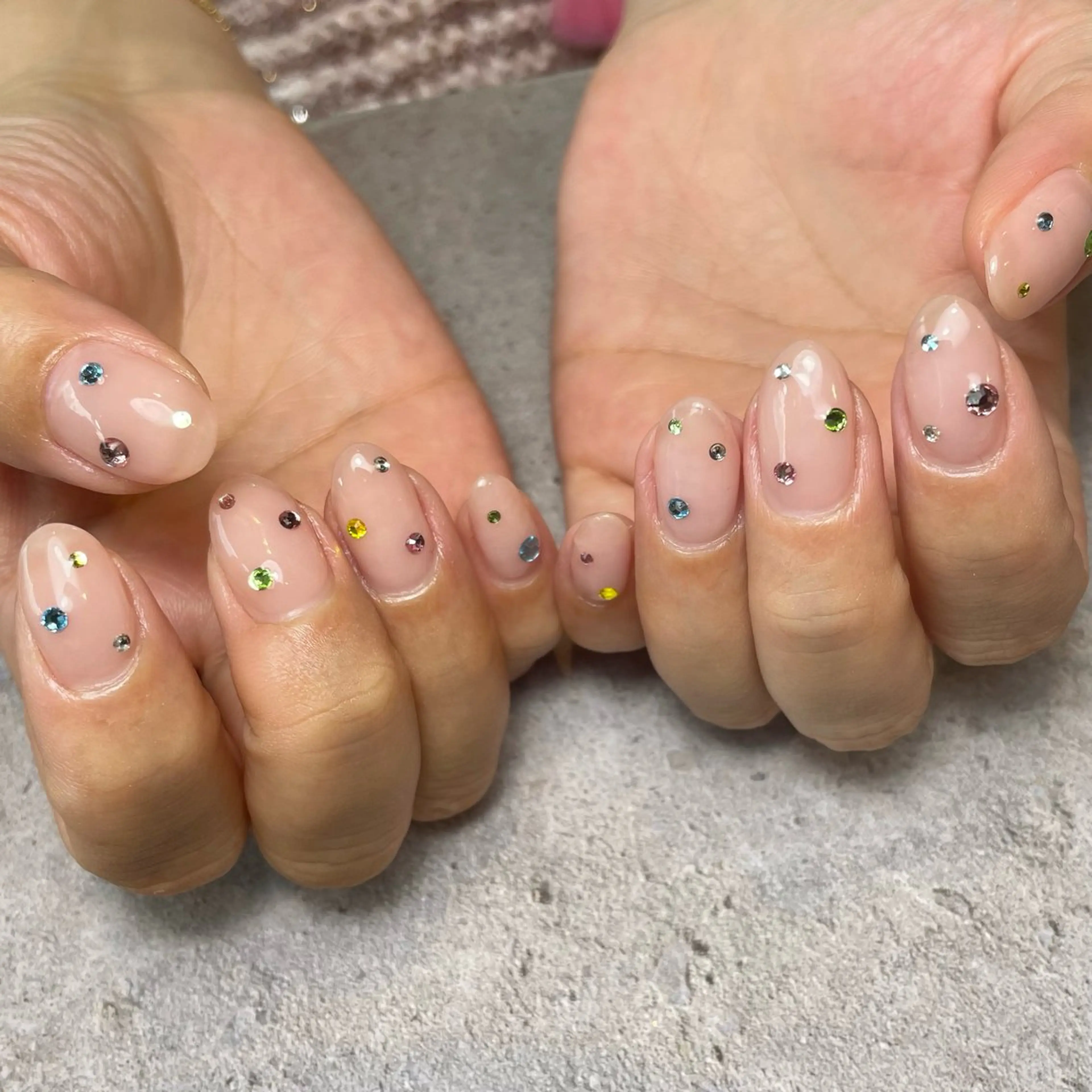 ネイル 持ち込み ストーンネイル ハンドネイル Reflection marikoのネイルデザイン