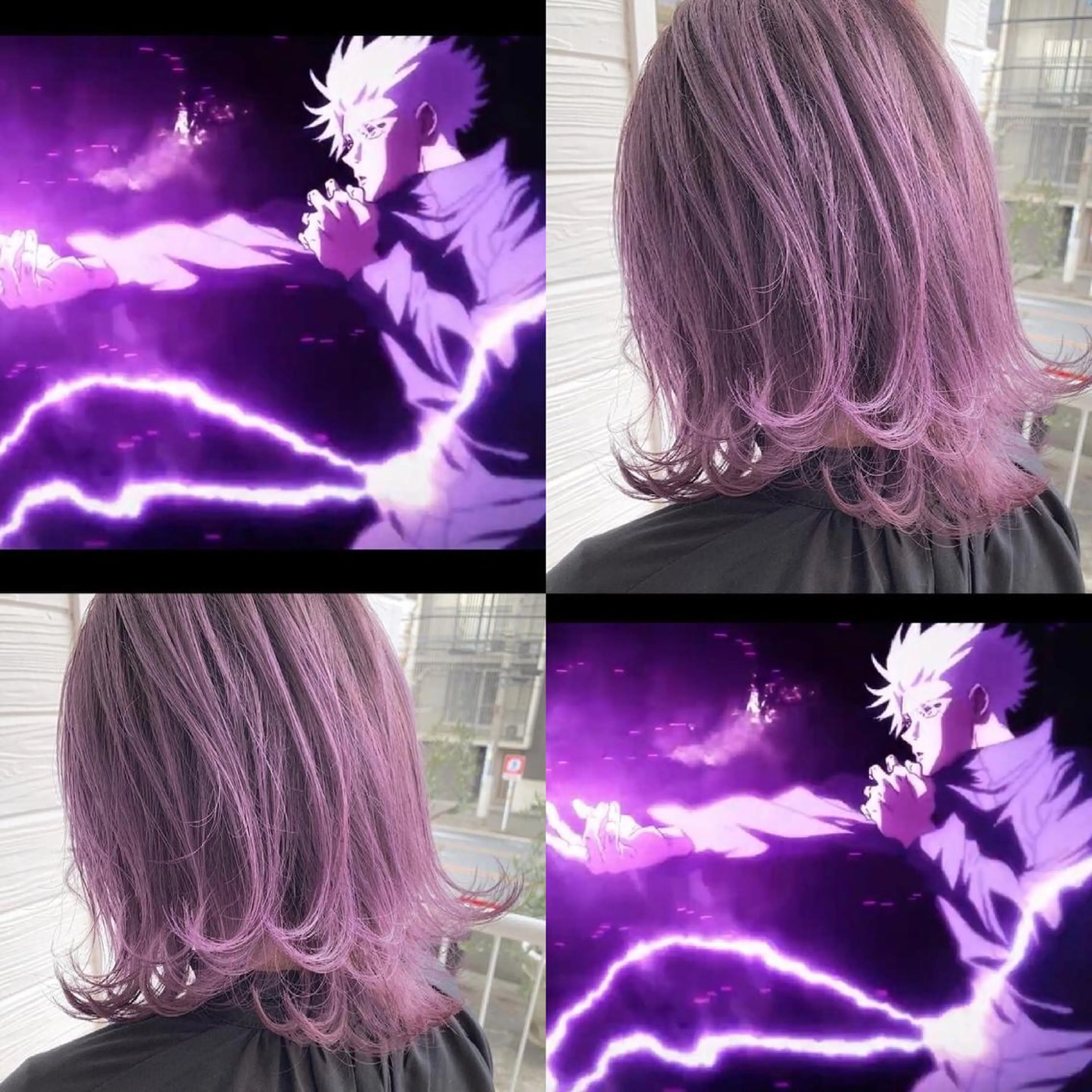 ミディアム パープルカラー ヘアカラー トリートメント ブリーチなしダブル カラー縮毛矯正　下野のヘアスタイル