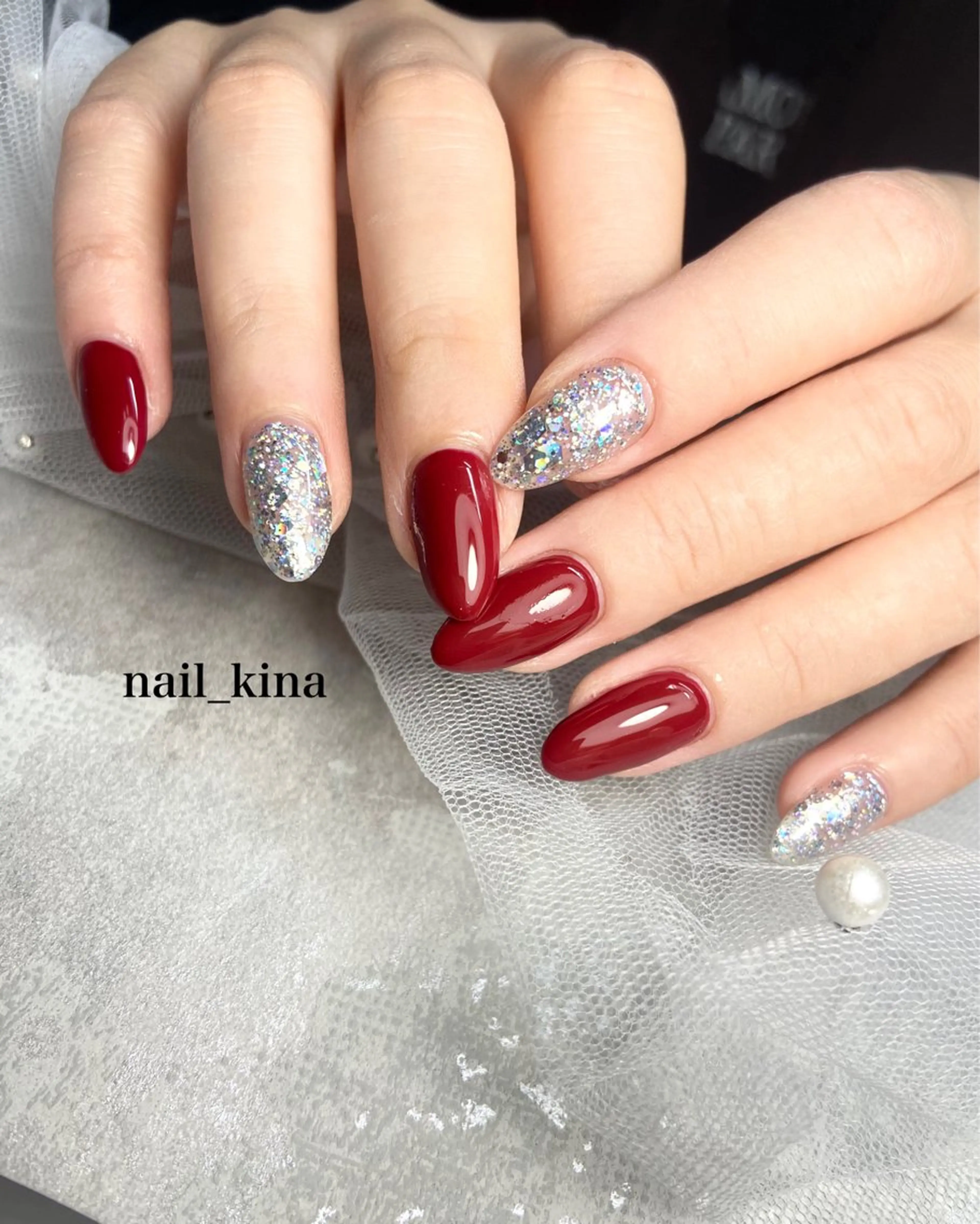 ネイル ホログラムネイル キラキラネイル ロングネイル マグネットネイル マグネットワンカラー ハンドネイル nail_ kinaのネイルデザイン