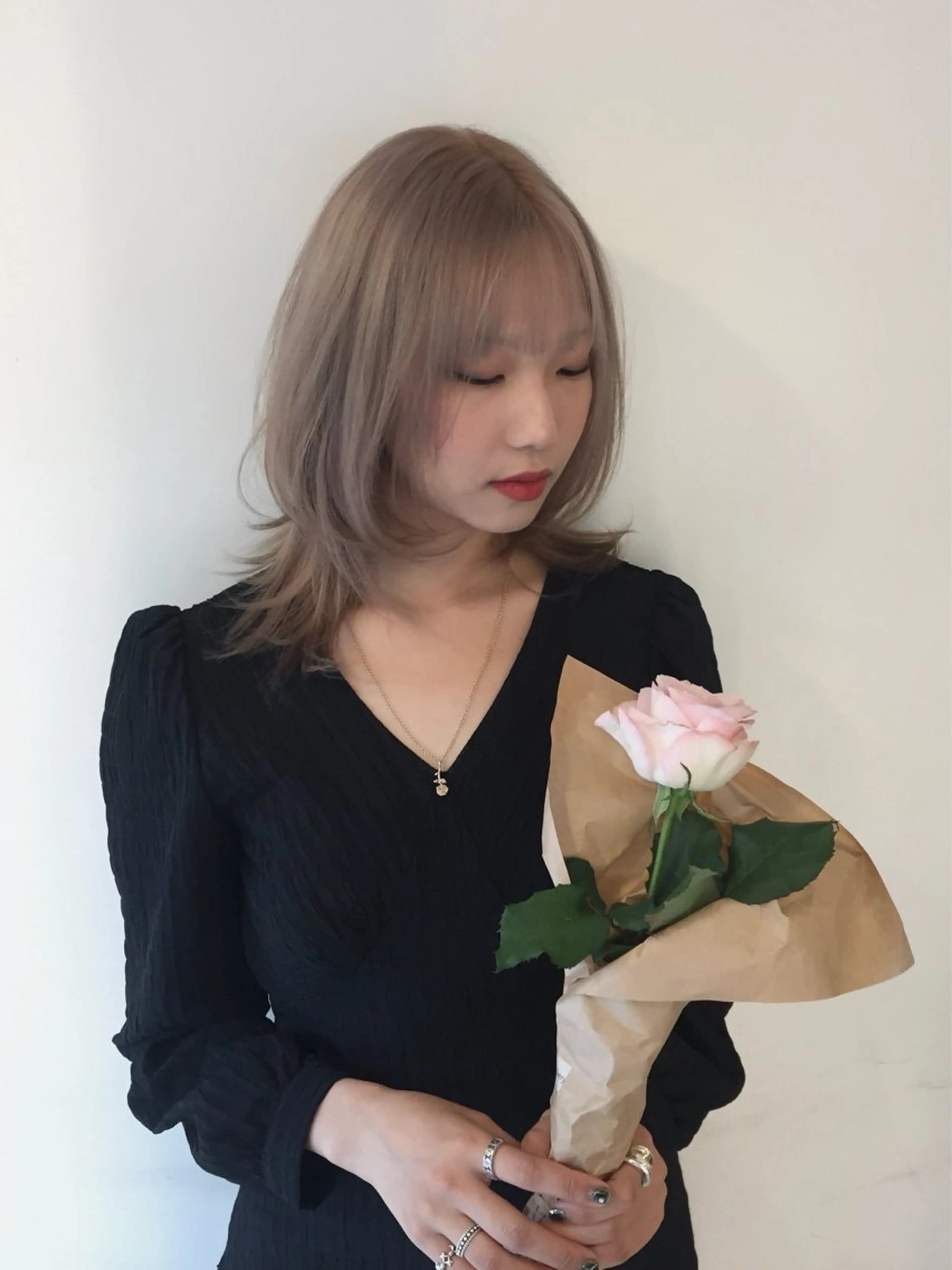 ミディアム ヘアカラー トリートメント Hanaka @hwndorのヘアスタイル