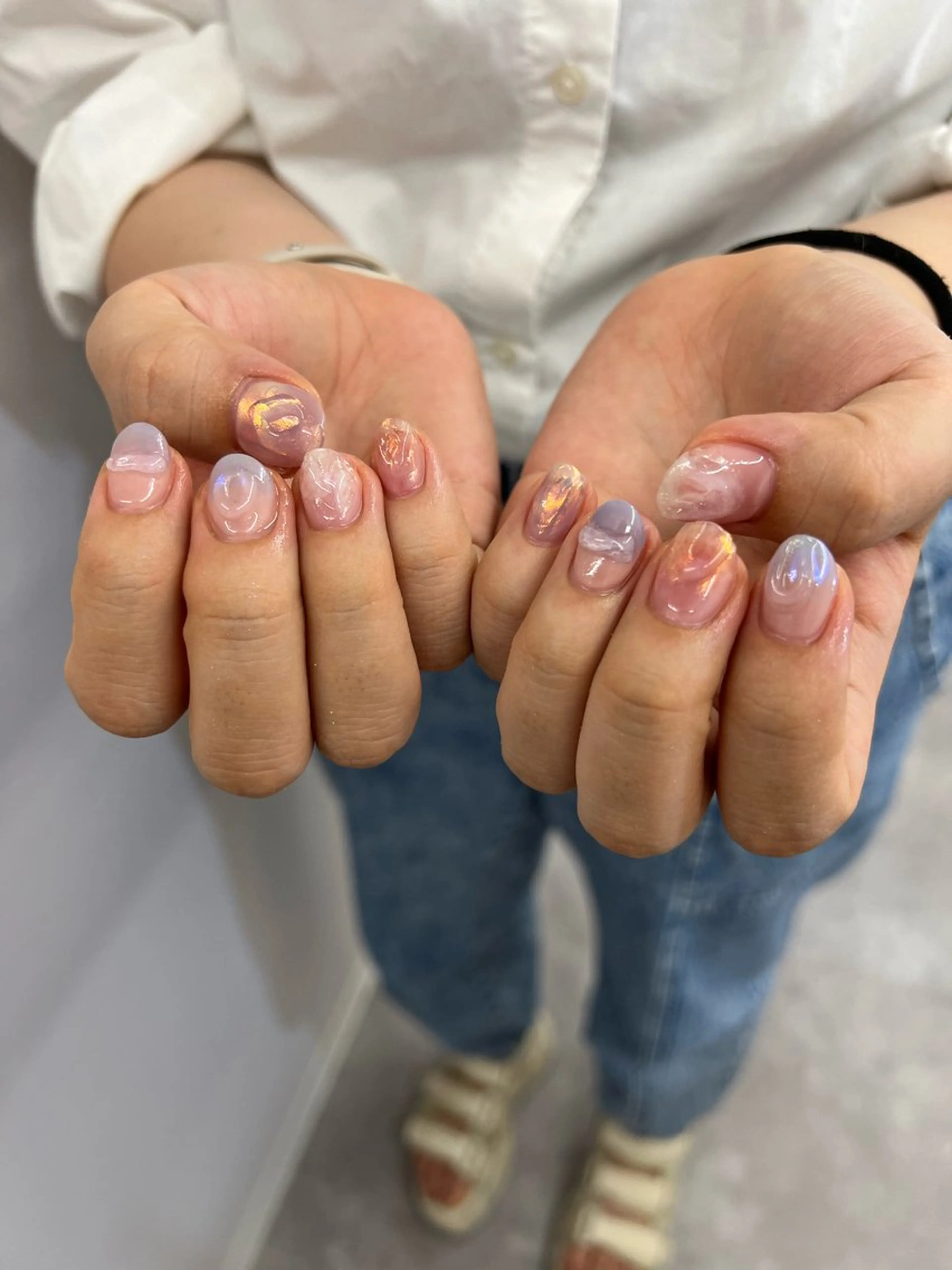 ネイル オーロラネイル ジェルネイル マグネットネイル ニュアンスネイル パラジェル ハンドネイル ハンドケア Bana_ Nailのネイルデザイン