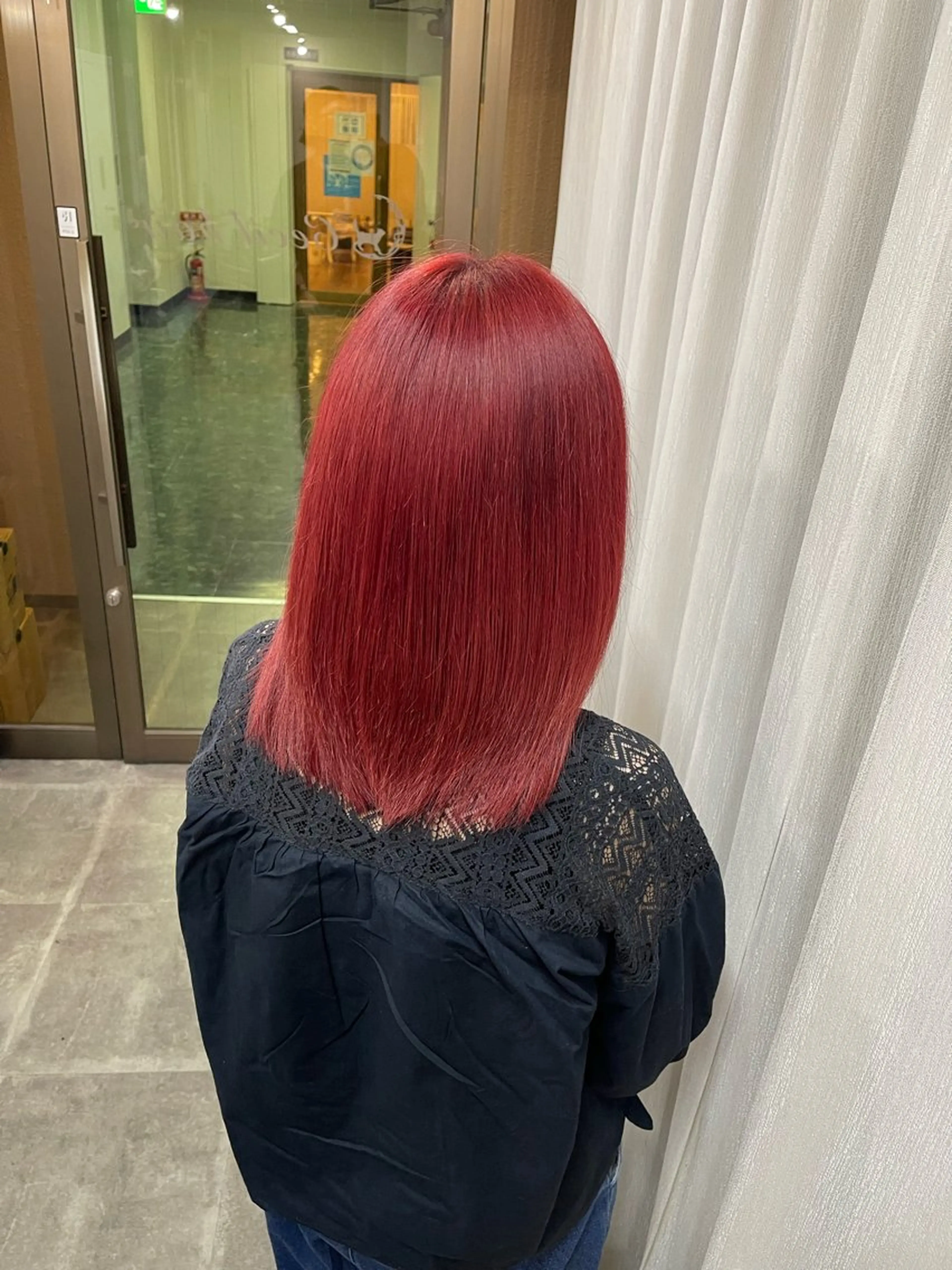 セミロング カラー ブリーチ ケアブリーチ デザインカラー ダブルカラー レッドカラー ヘアカラー トリートメント SOYON西大寺店所属・ダブルカラー/ 髪質改善💎安藤のヘアスタイル